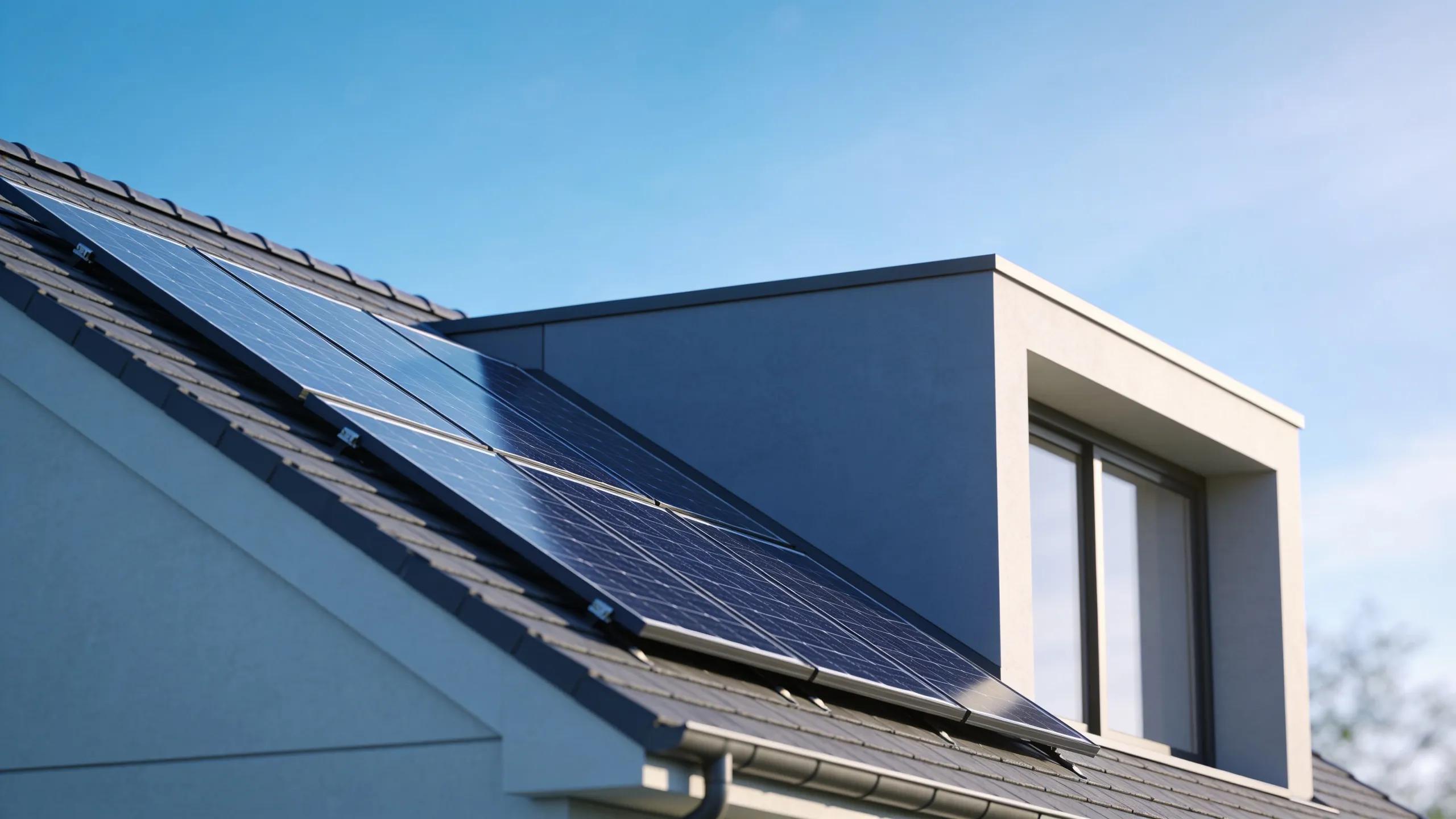 Eco-friendly home featuring solar panels and sustainable design elements