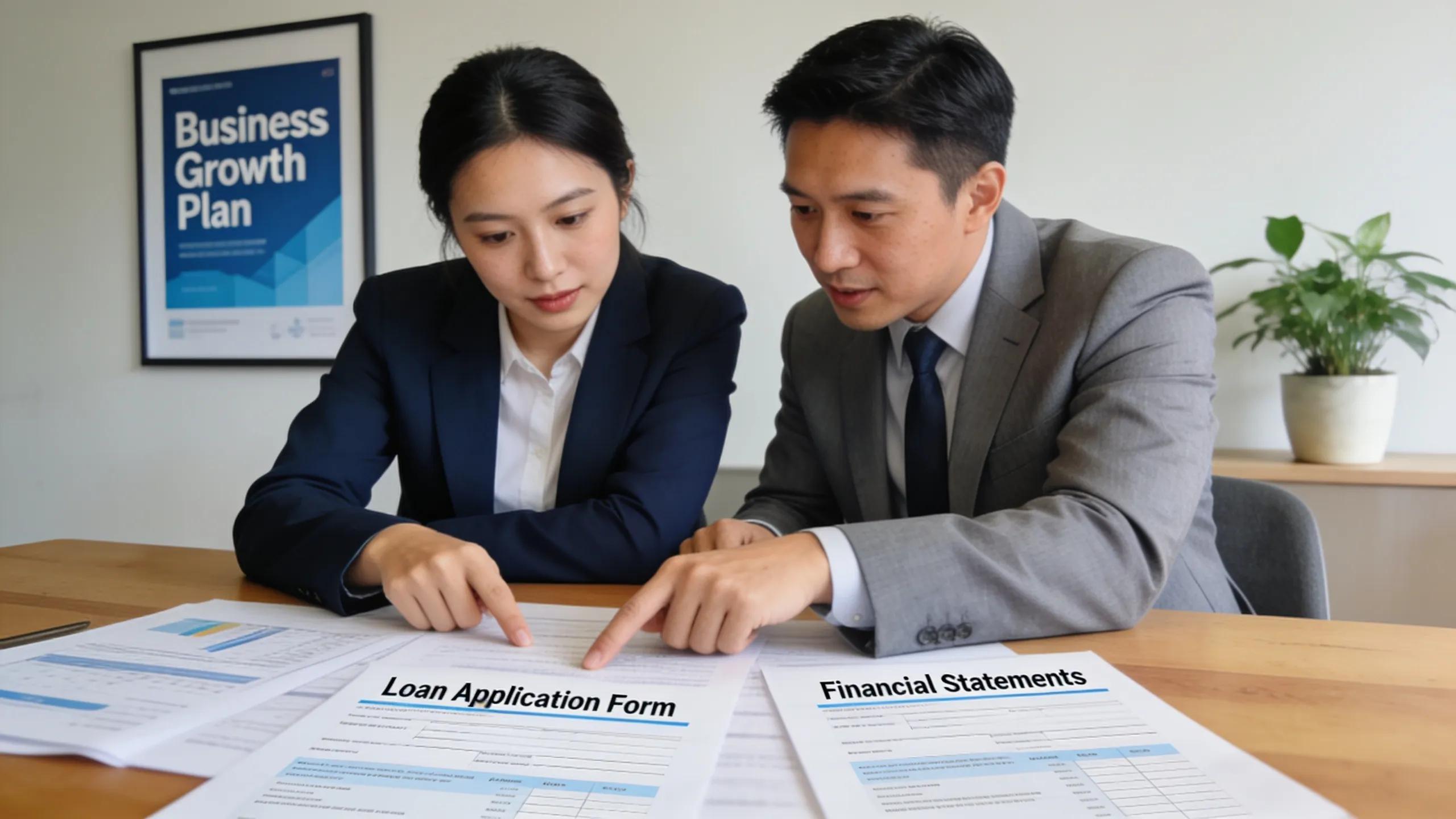 Business owner and advisor working on an SBA loan application Business owner and advisor working on an SBA loan application