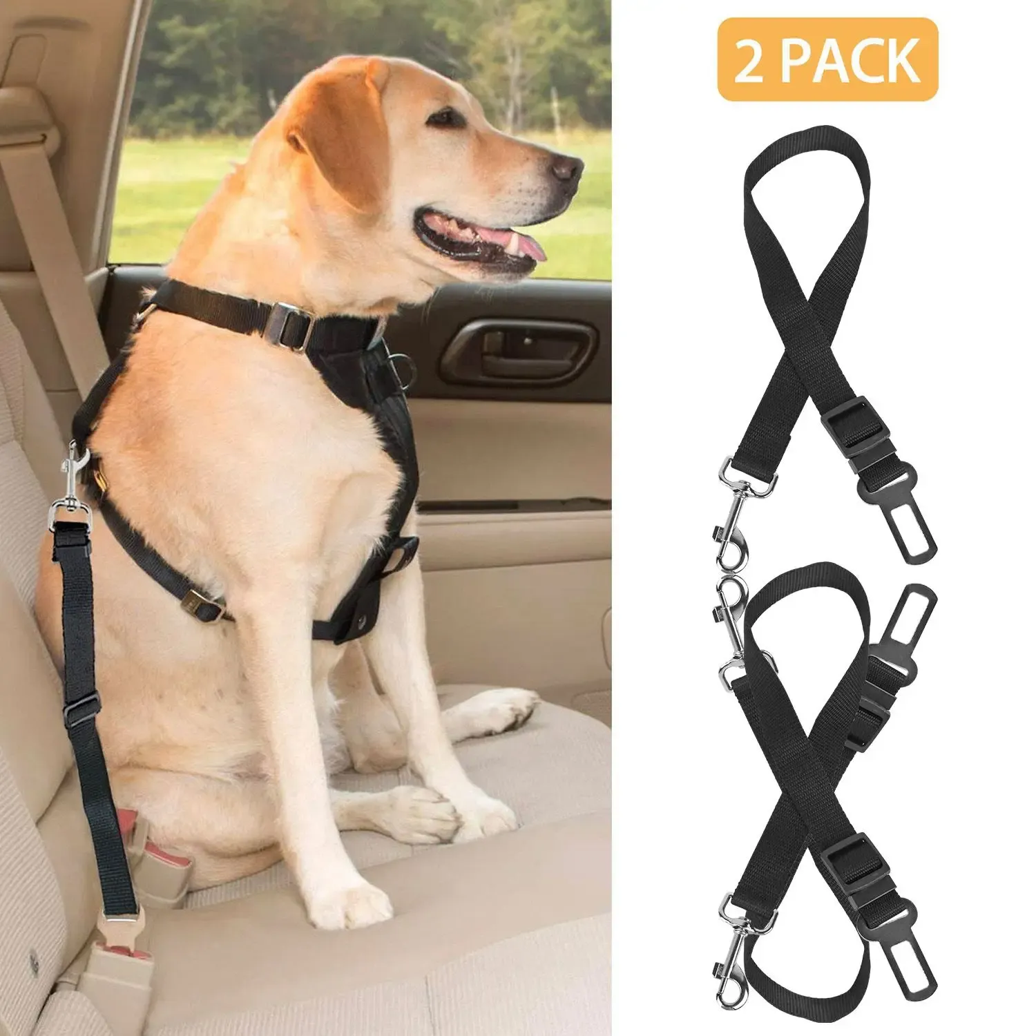 Large dog engaging with travel-friendly enrichment toys in a vehicle