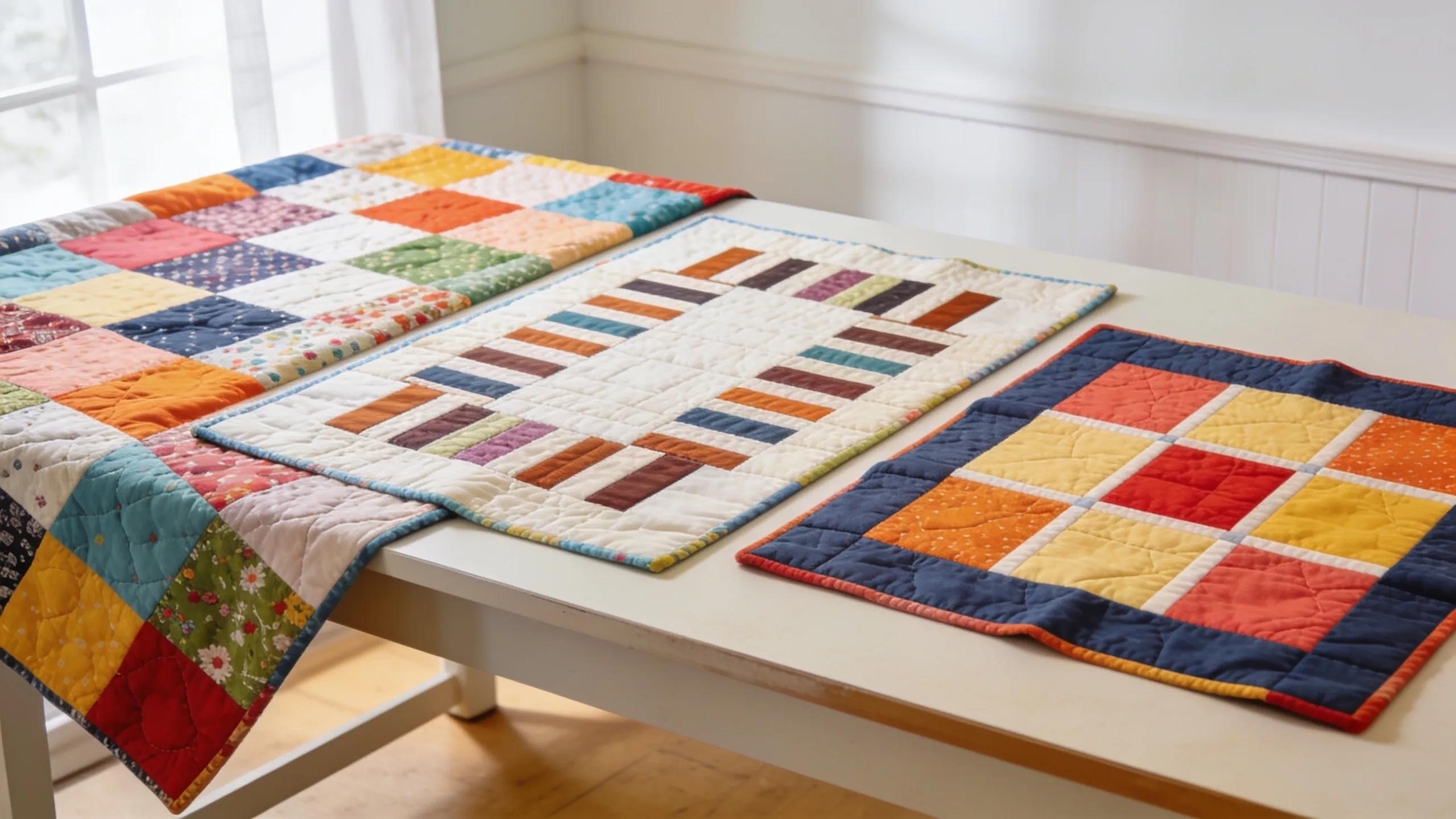 Beginner-friendly quilt patterns including patchwork, rail fence, and nine-patch styles for novice quilters