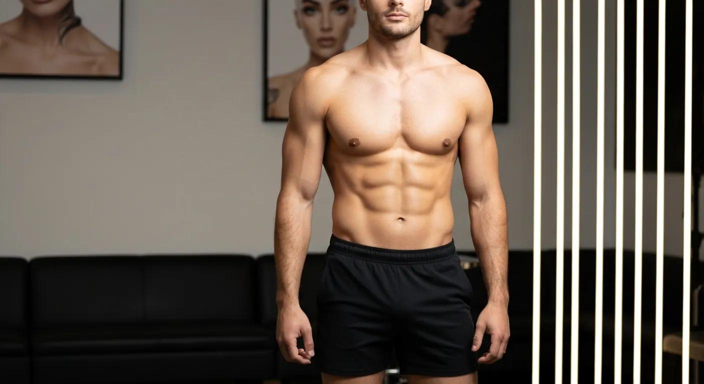 Confident man with smooth chest and back at Brooklyn Brows NYC