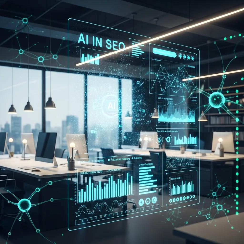 Digital interface showcasing AI algorithms enhancing SEO services