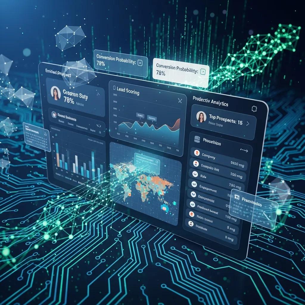 Digital interface showcasing AI-driven lead generation and qualification tools