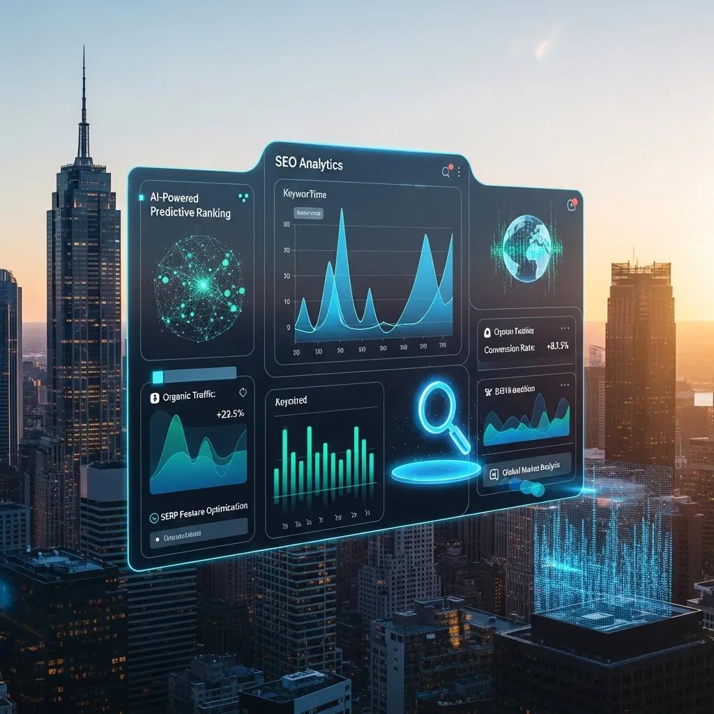 Interface showing AI-driven SEO analytics and data
