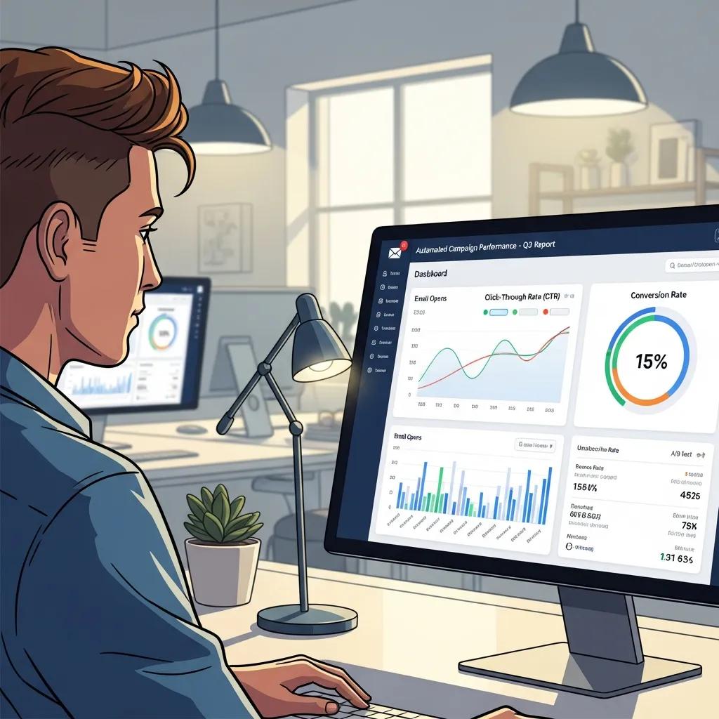 Digital marketer setting up automated email campaigns for B2B outreach