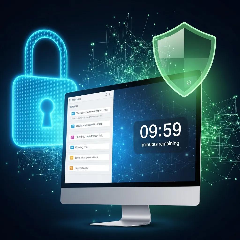 Abstract graphic showing temporary email as a privacy tool