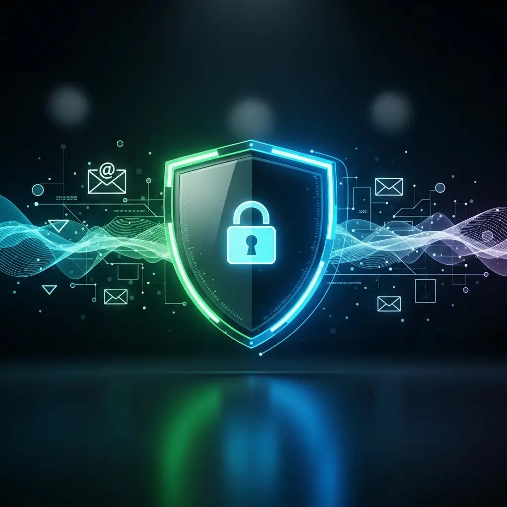 Digital shield icon symbolizing online privacy protection provided by temporary email services