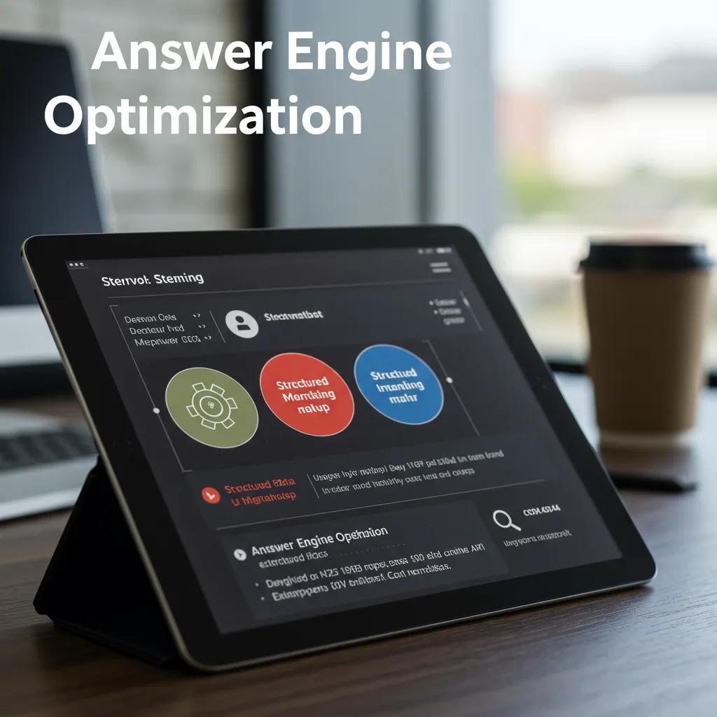 Digital tablet showing structured data for Answer Engine Optimization