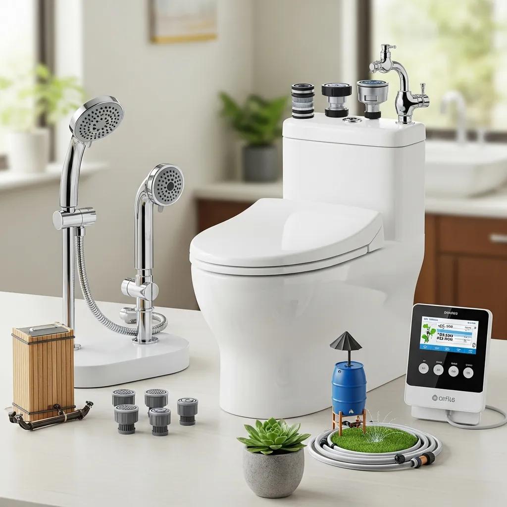 Array of water‑efficient upgrades: low‑flow fixtures and smart irrigation