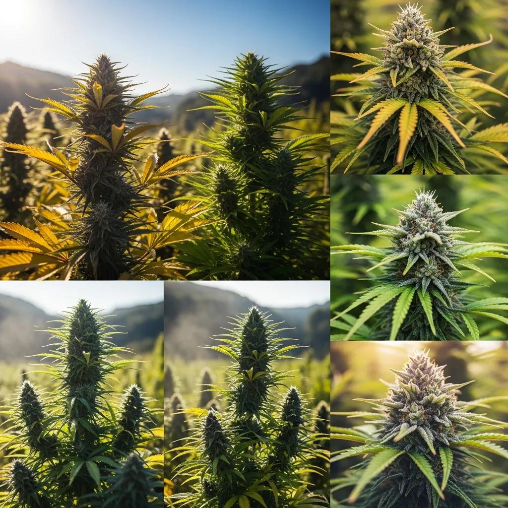 Diverse cannabis plants in a natural setting representing various cannabinoids