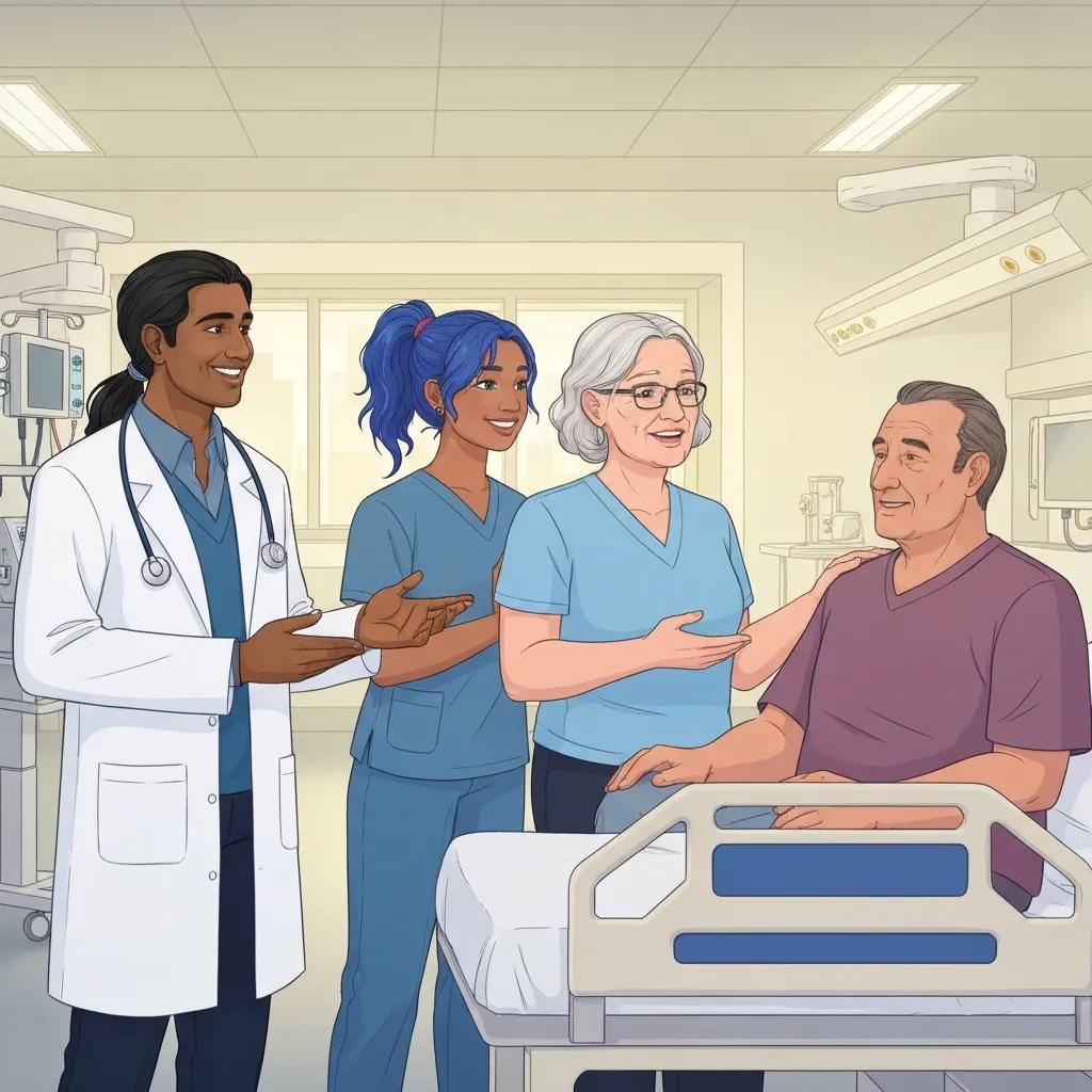 Diverse healthcare professionals collaborating in a hospital setting, representing locum jobs in the UK Diverse healthcare professionals collaborating in a hospital setting, representing locum jobs in the UK