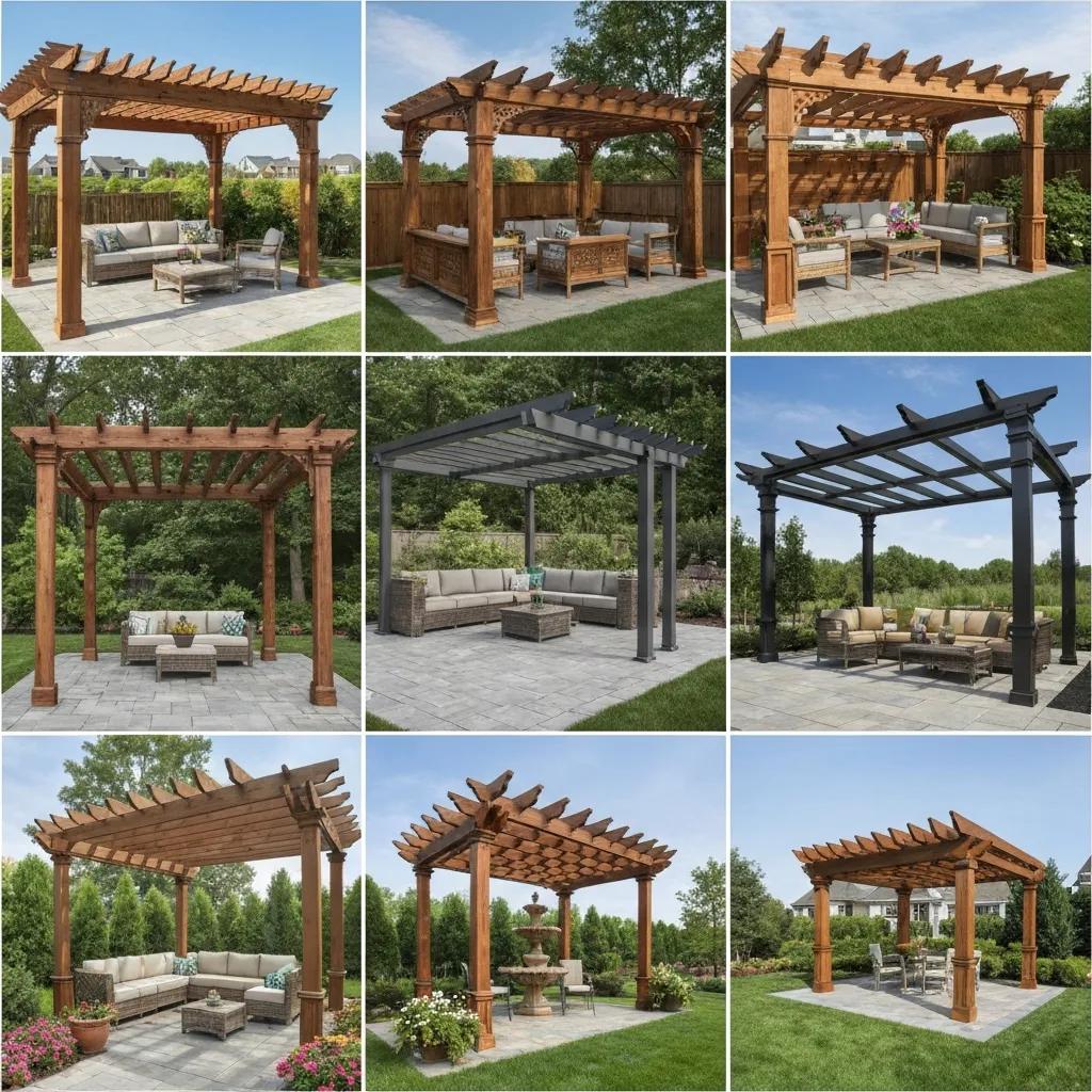 Variety of pergola designs and materials suitable for Atlanta backyards
