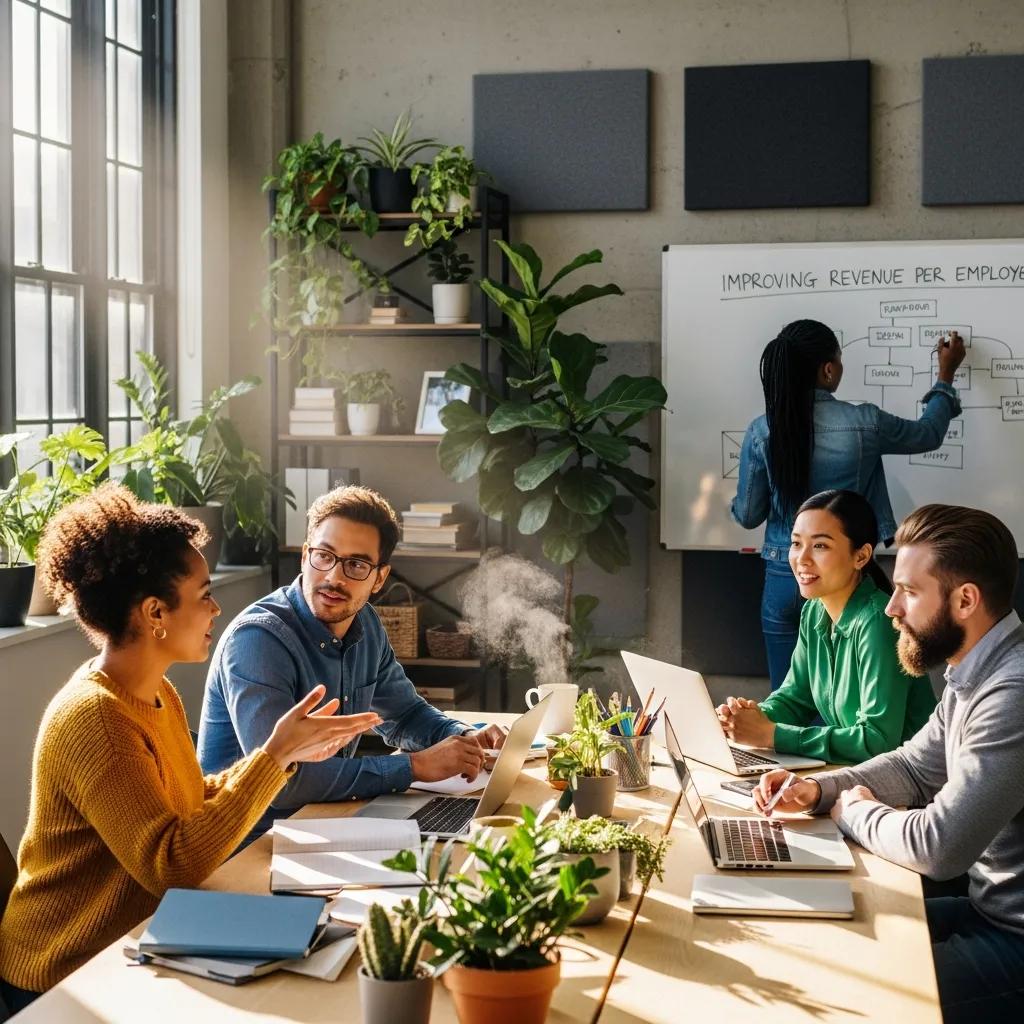 Diverse professionals collaborating in a modern office, symbolizing teamwork and productivity Diverse professionals collaborating in a modern office, symbolizing teamwork and productivity