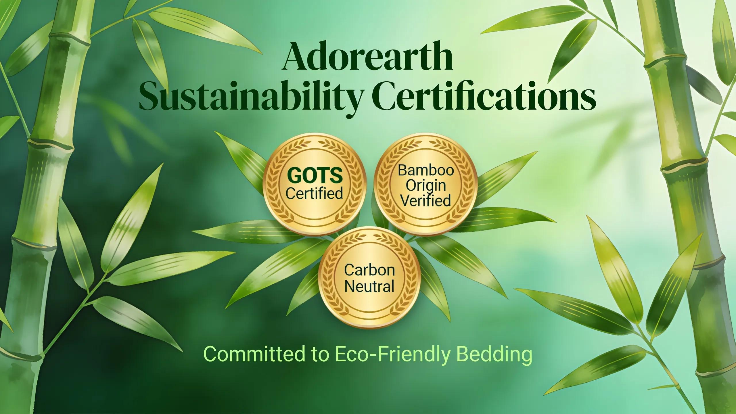 Eco-friendly certifications for bamboo bedding, illustrating sustainability credentials
