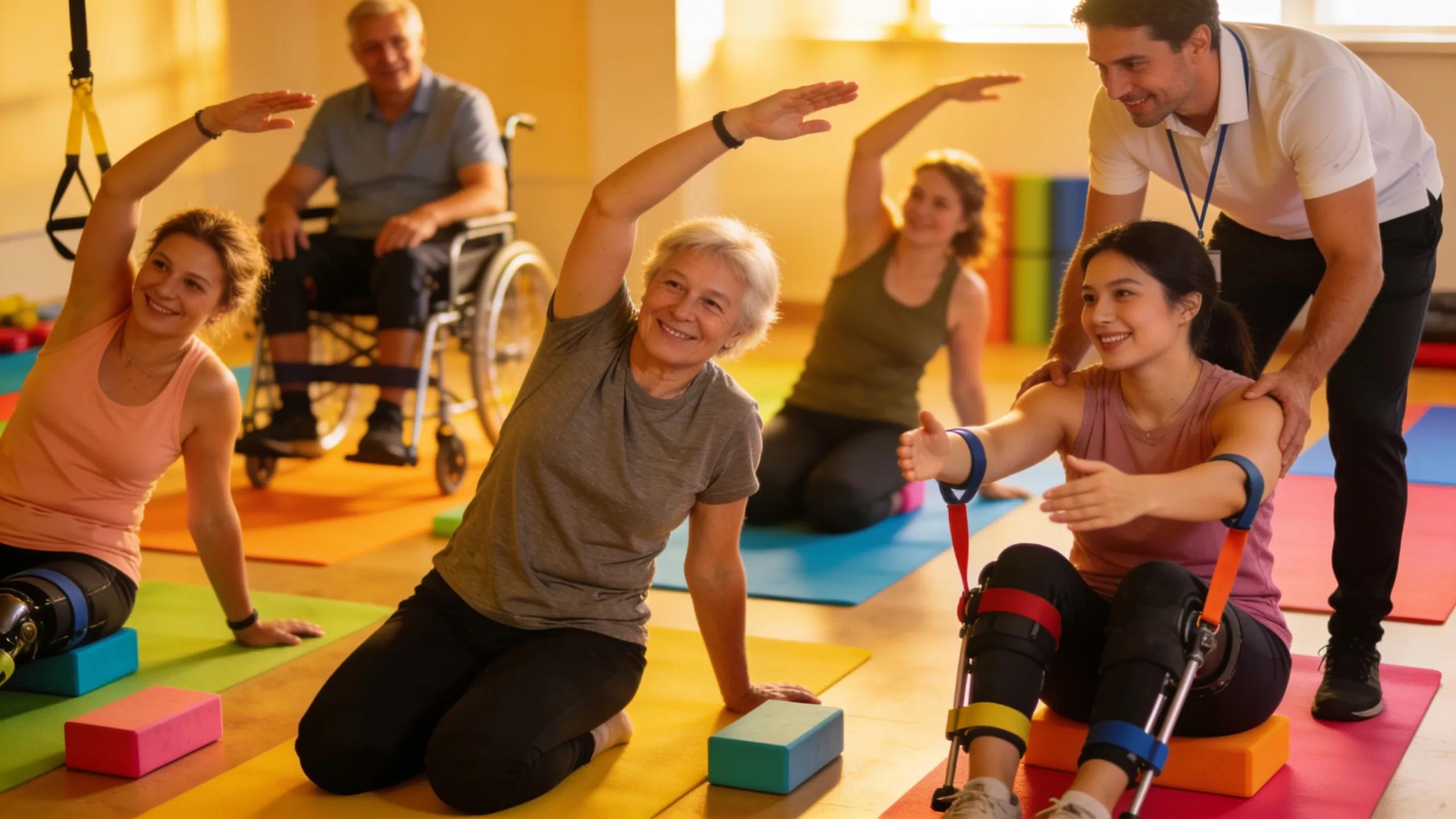 Group exercise session for chronic pain management showcasing supportive community engagement