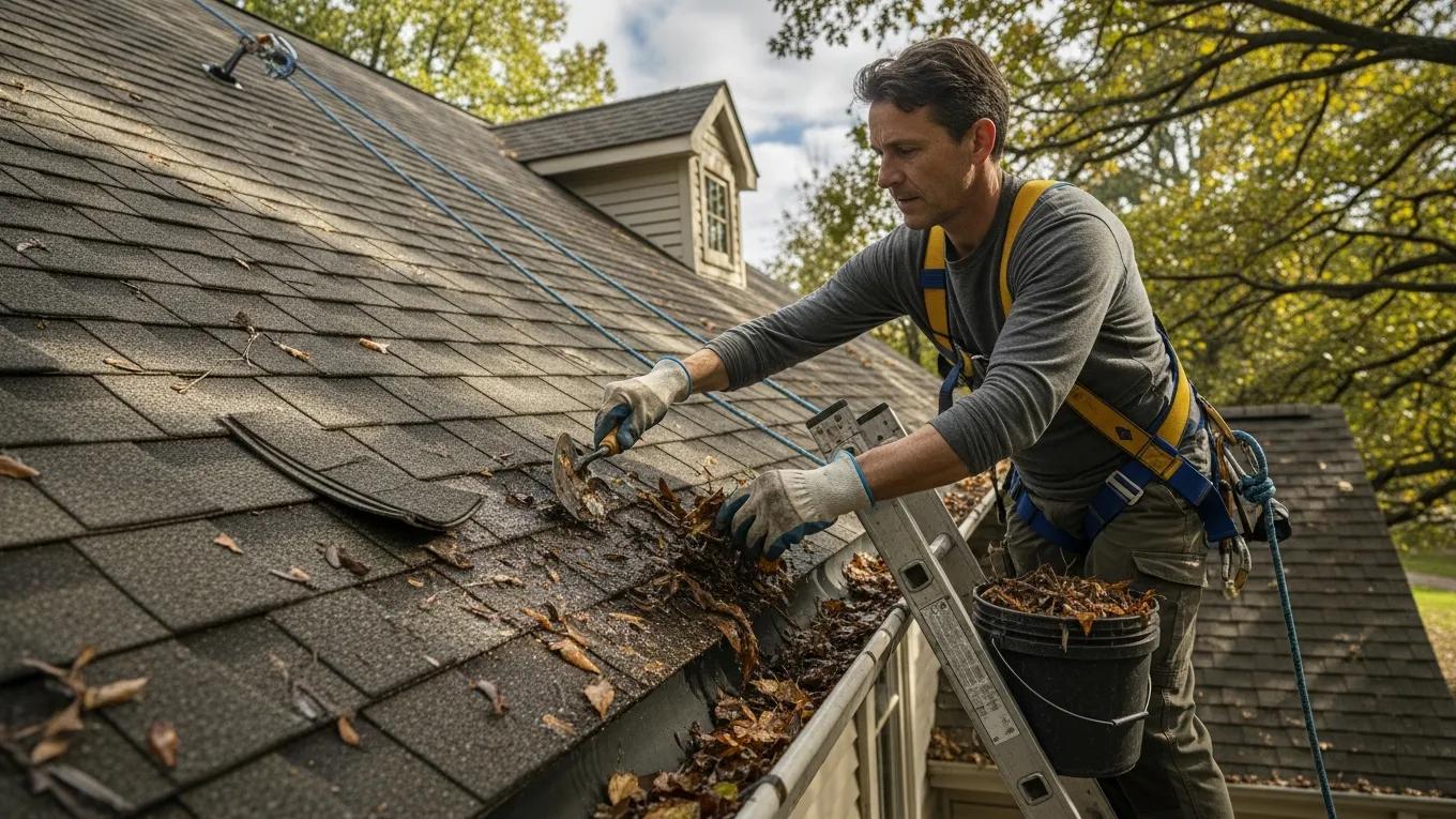 A roofer performing roof maintenance to extend the roof's lifespan.