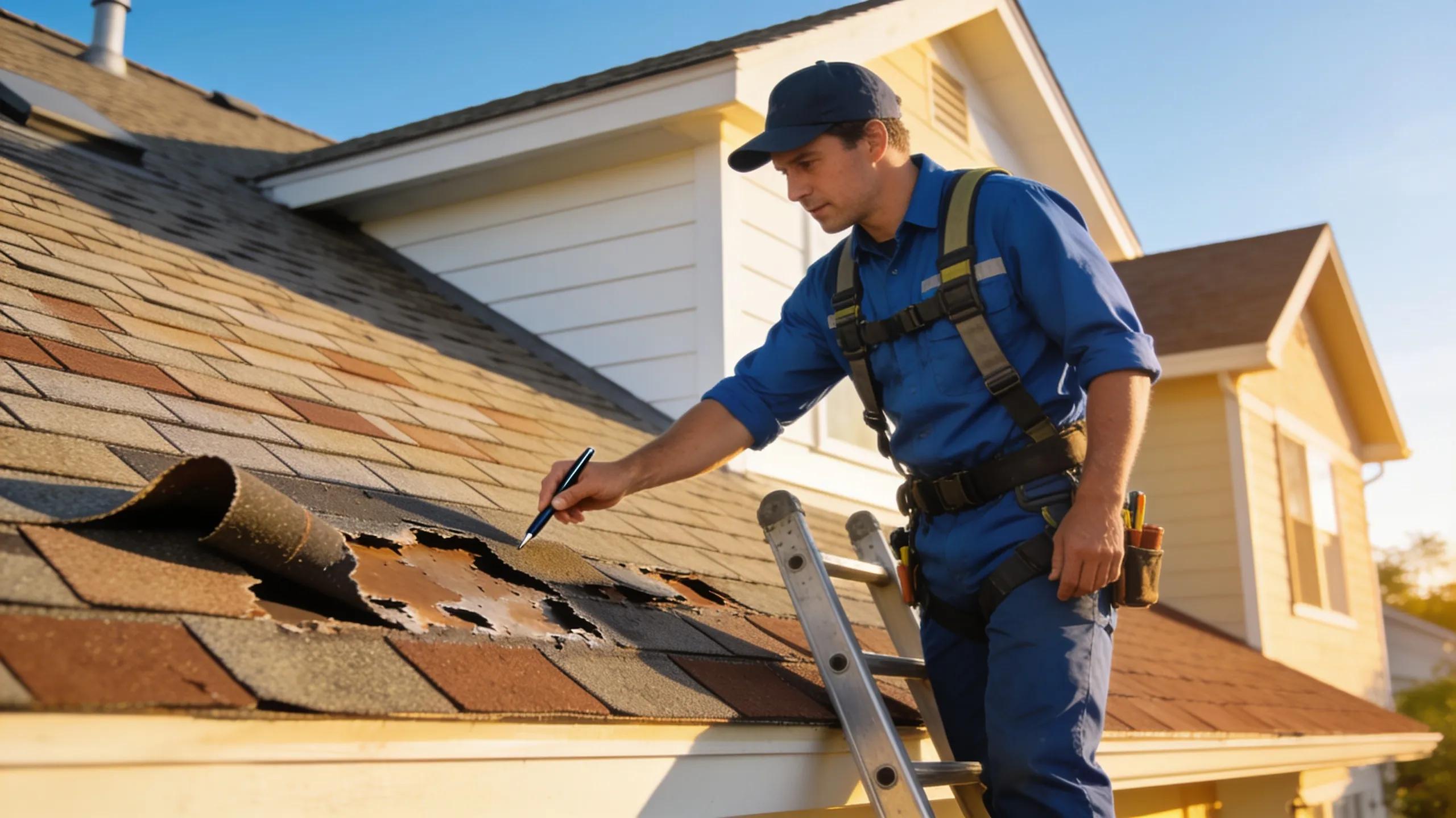Expert pointing out roofing issues during a roof inspection, emphasizing the importance of regular checks Expert pointing out roofing issues during a roof inspection, emphasizing the importance of regular checks