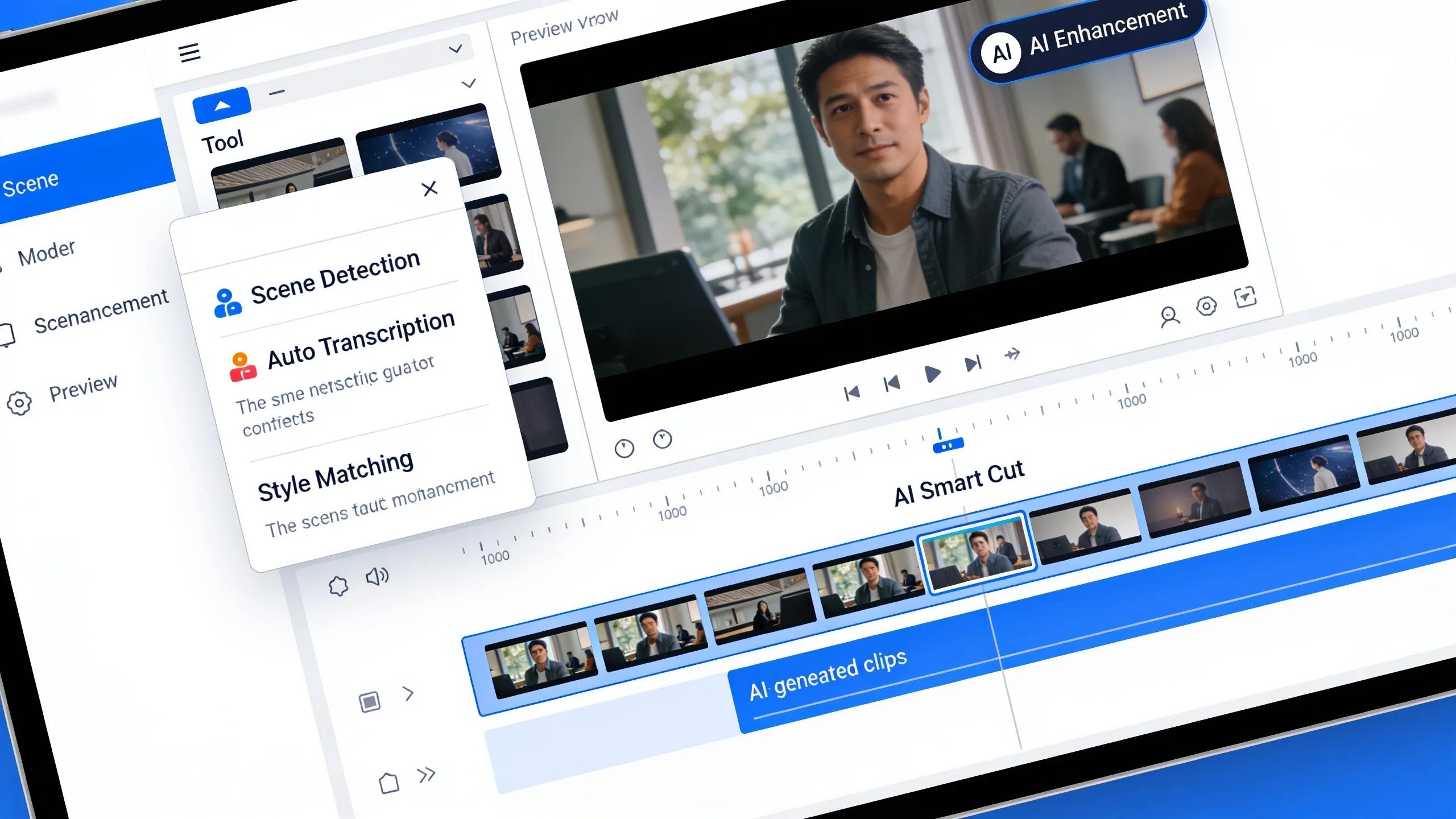 Close-up of video editing interface showcasing features of AI clipping tools Close-up of video editing interface showcasing features of AI clipping tools