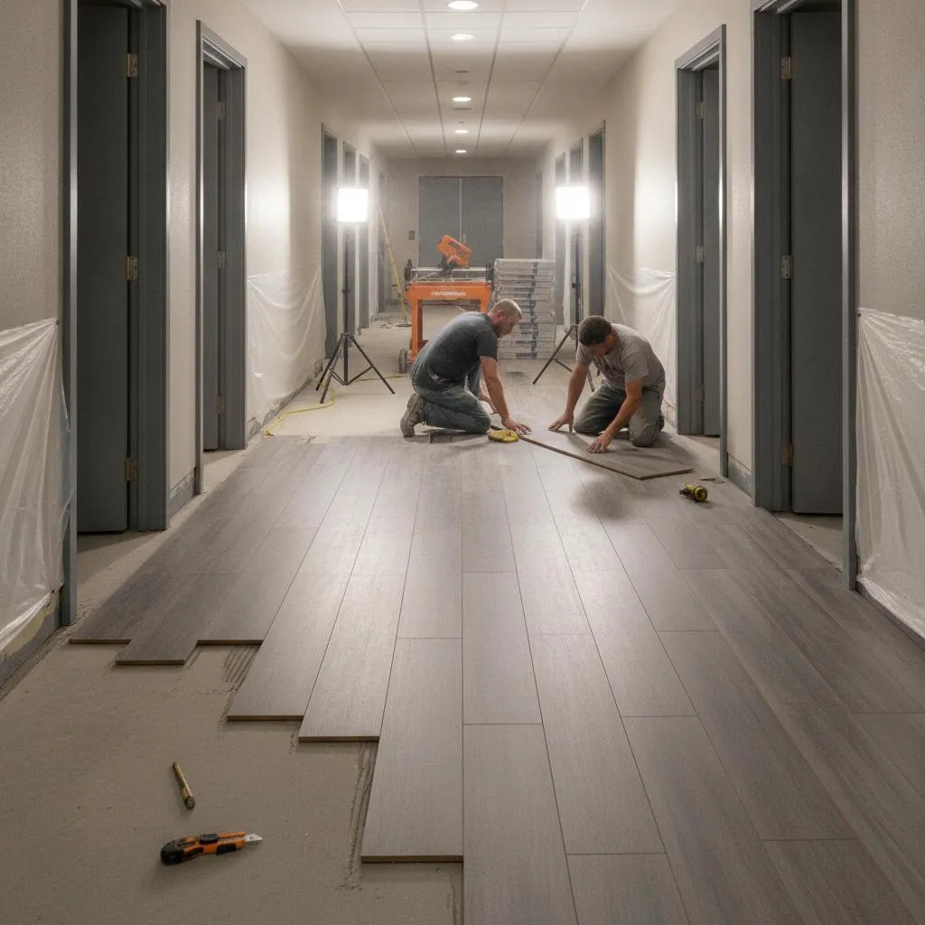 Commercial hotel renovation in progress during off season in Ocean City Maryland