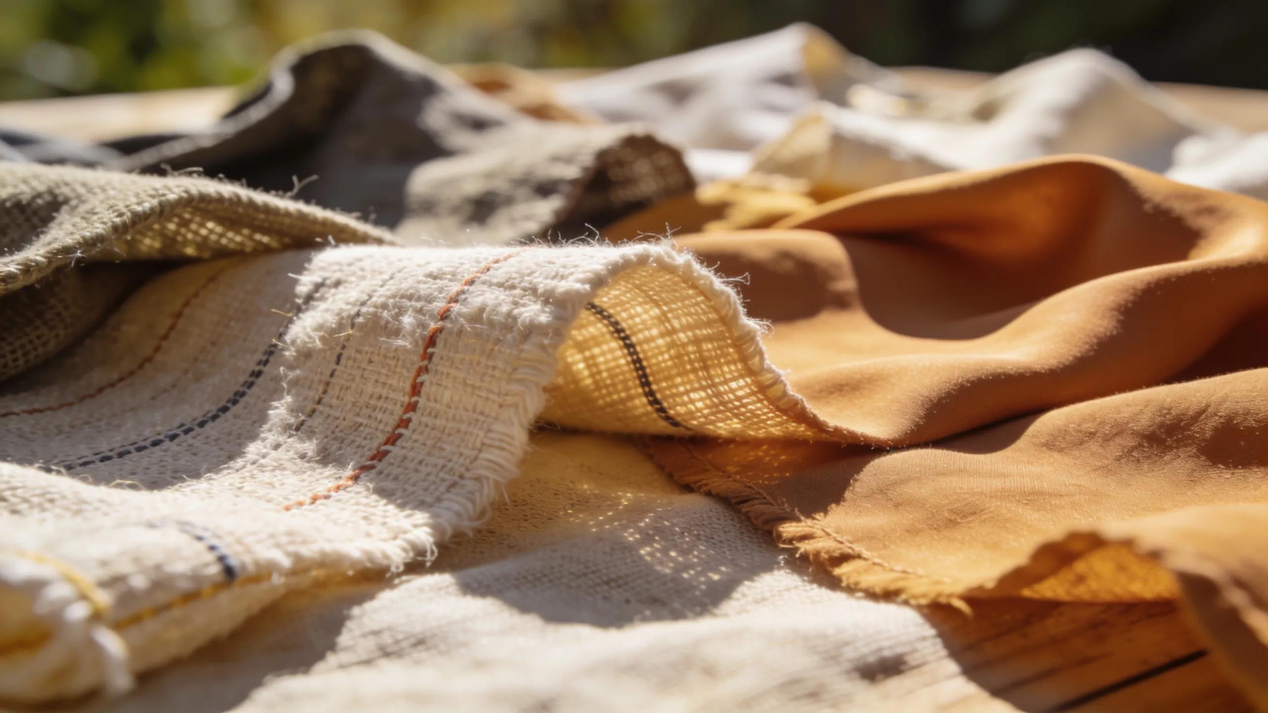 Close-up view of sustainable fabrics highlighting eco-friendly fashion choice for women