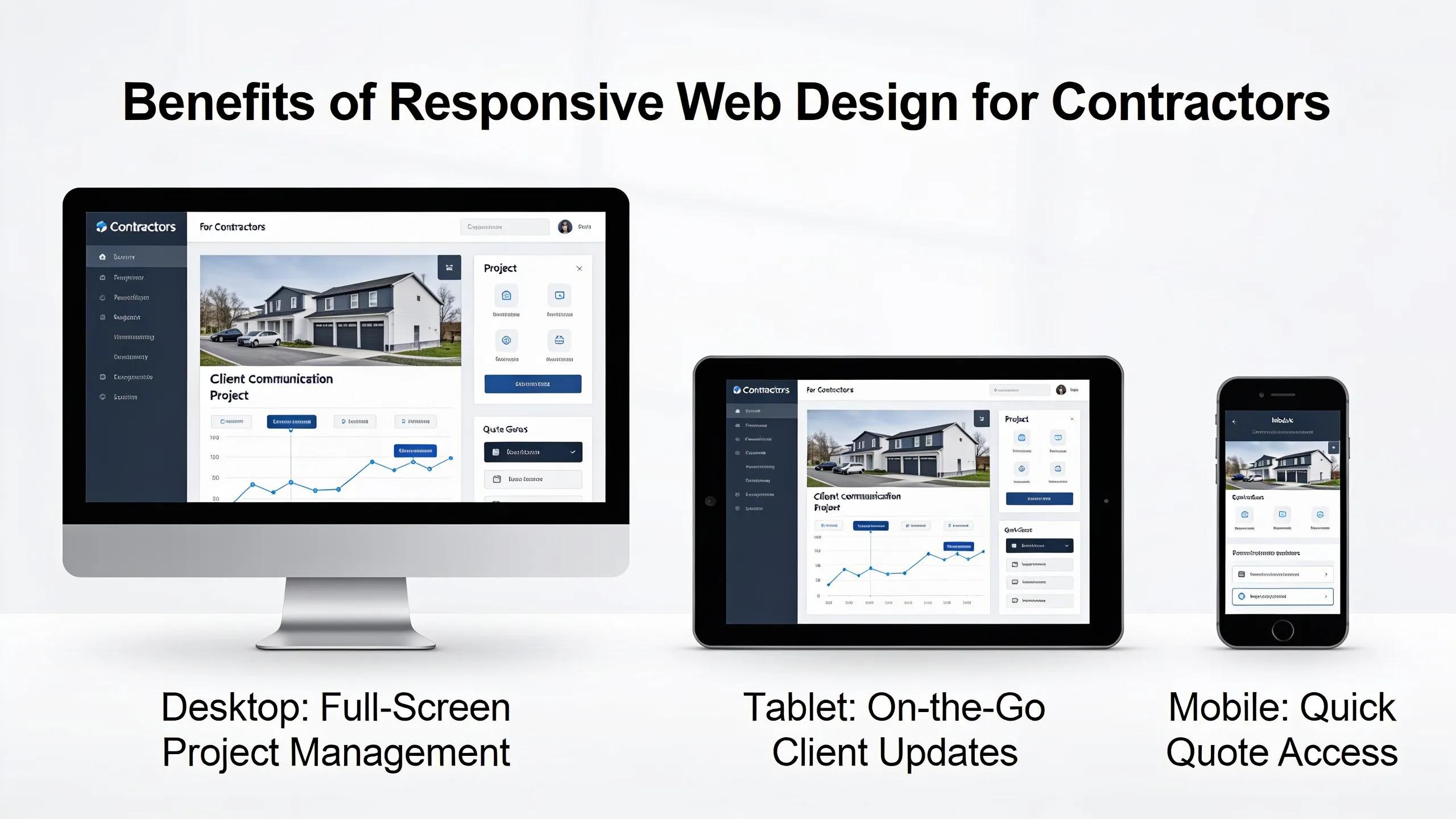 Visual representation of different devices showcasing the benefits of responsive web design for contractors