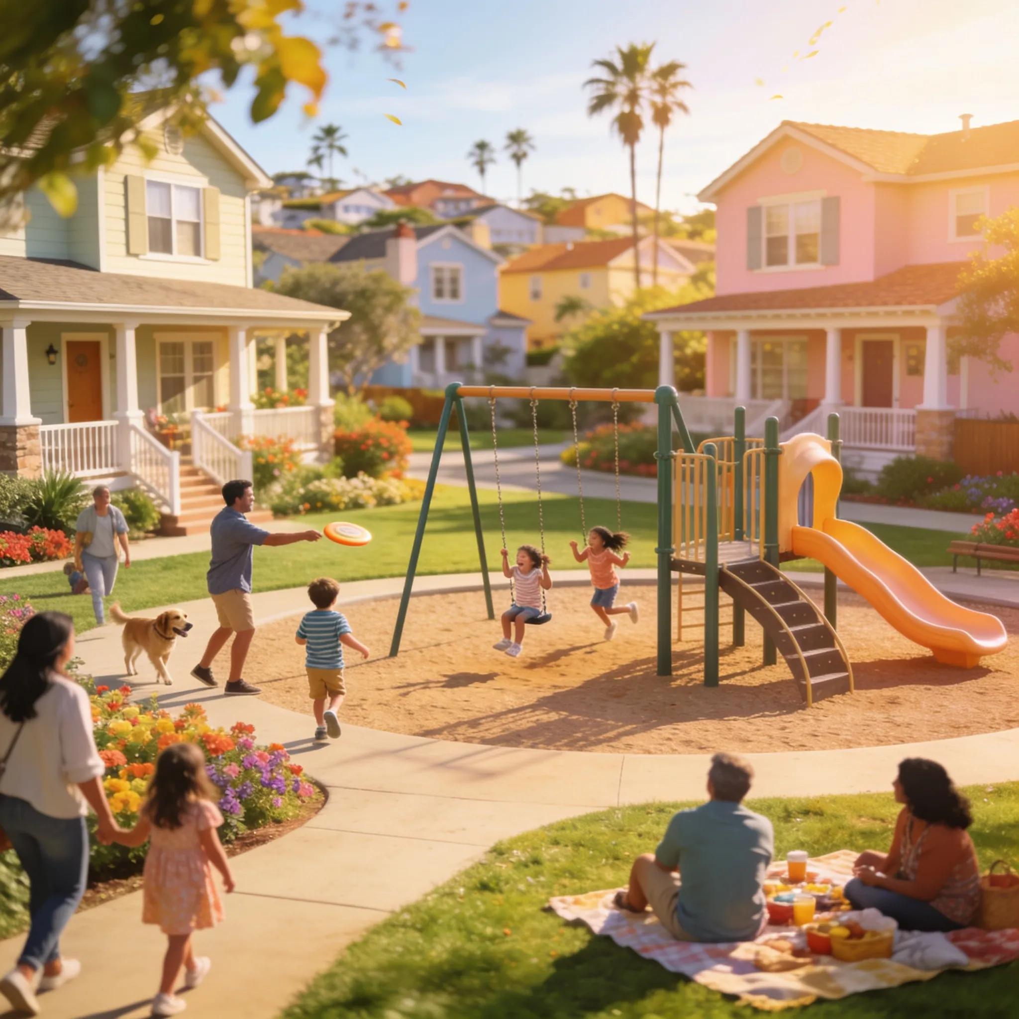 Family-friendly Solana Beach street with kids playing and nearby homes