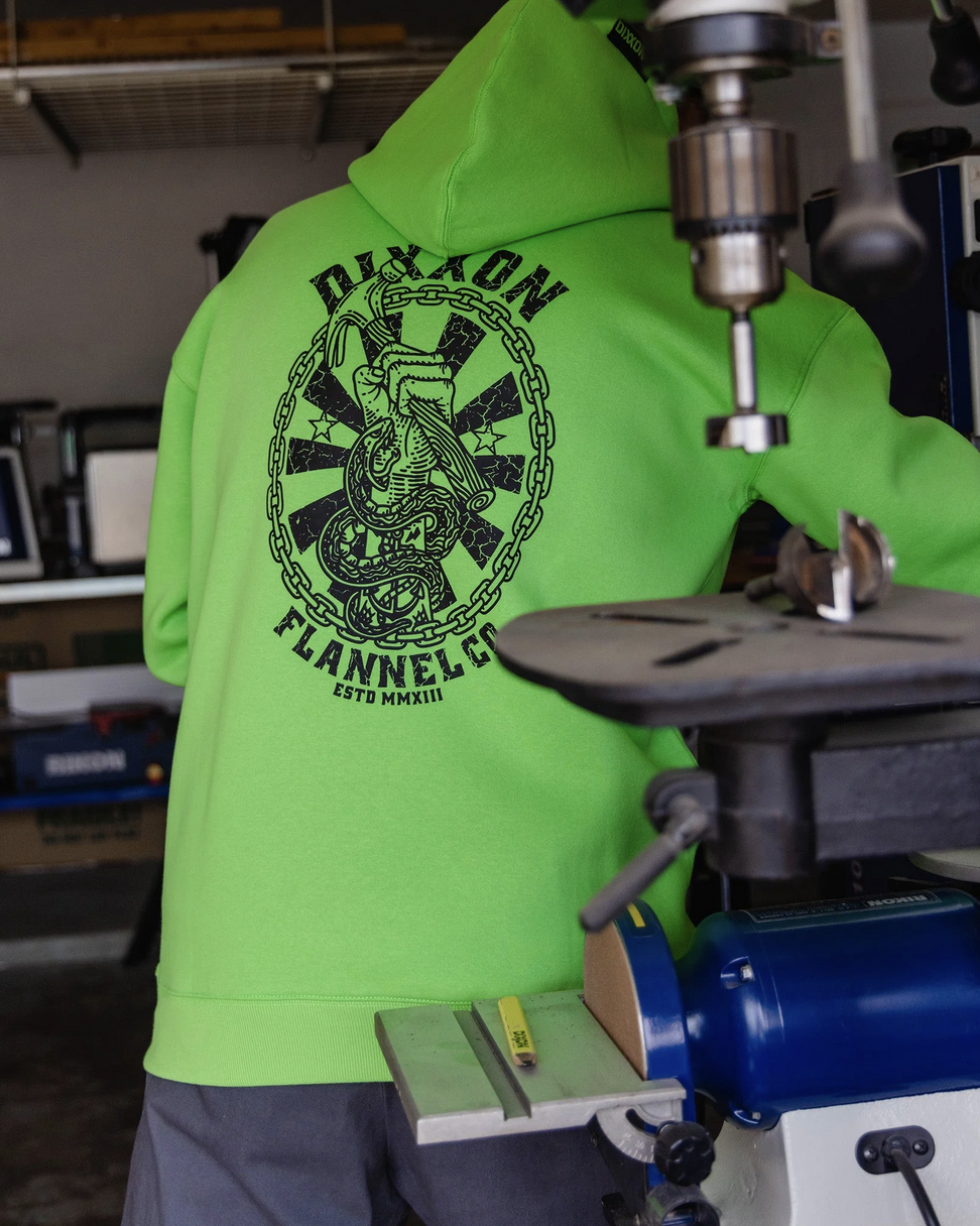 Black Hammersnake Pullover Hoodie - Safety Green