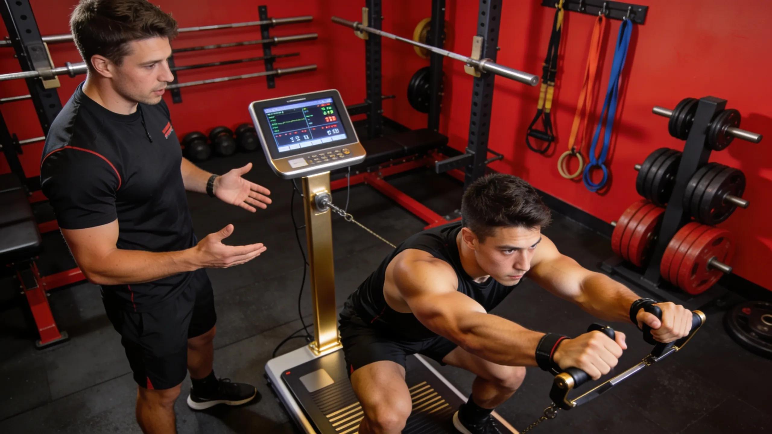 Athlete performing Isometric Mid Thigh Pull test to evaluate strength for tailored training programs