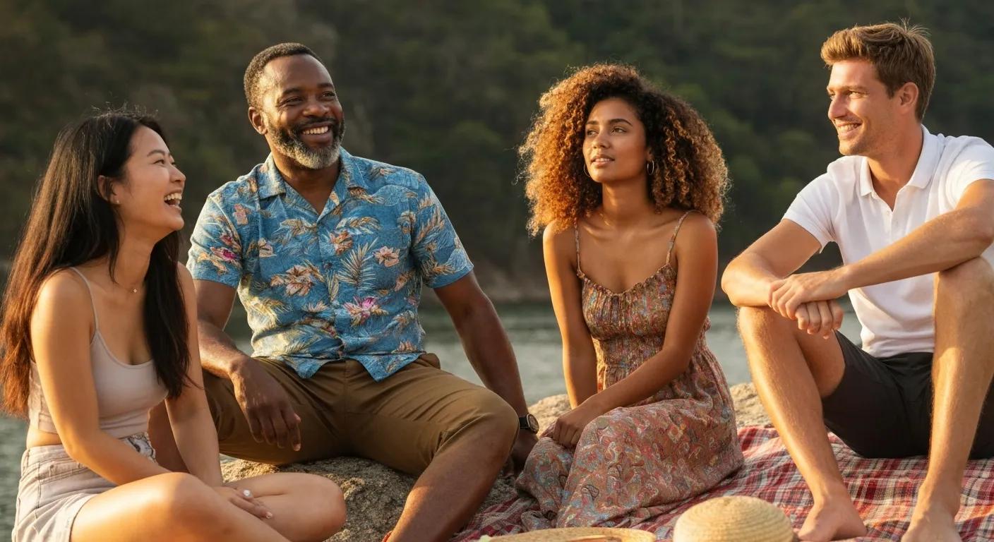 Group of diverse people outdoors with warm, healthy-looking skin - natural tanning gummy benefits