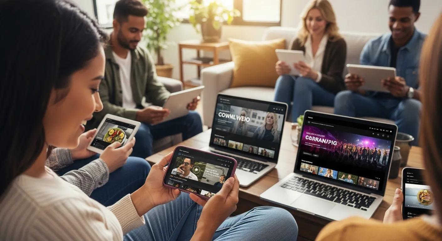 Viewers interacting with personalized video content across phones and laptops Viewers interacting with personalized video content across phones and laptops