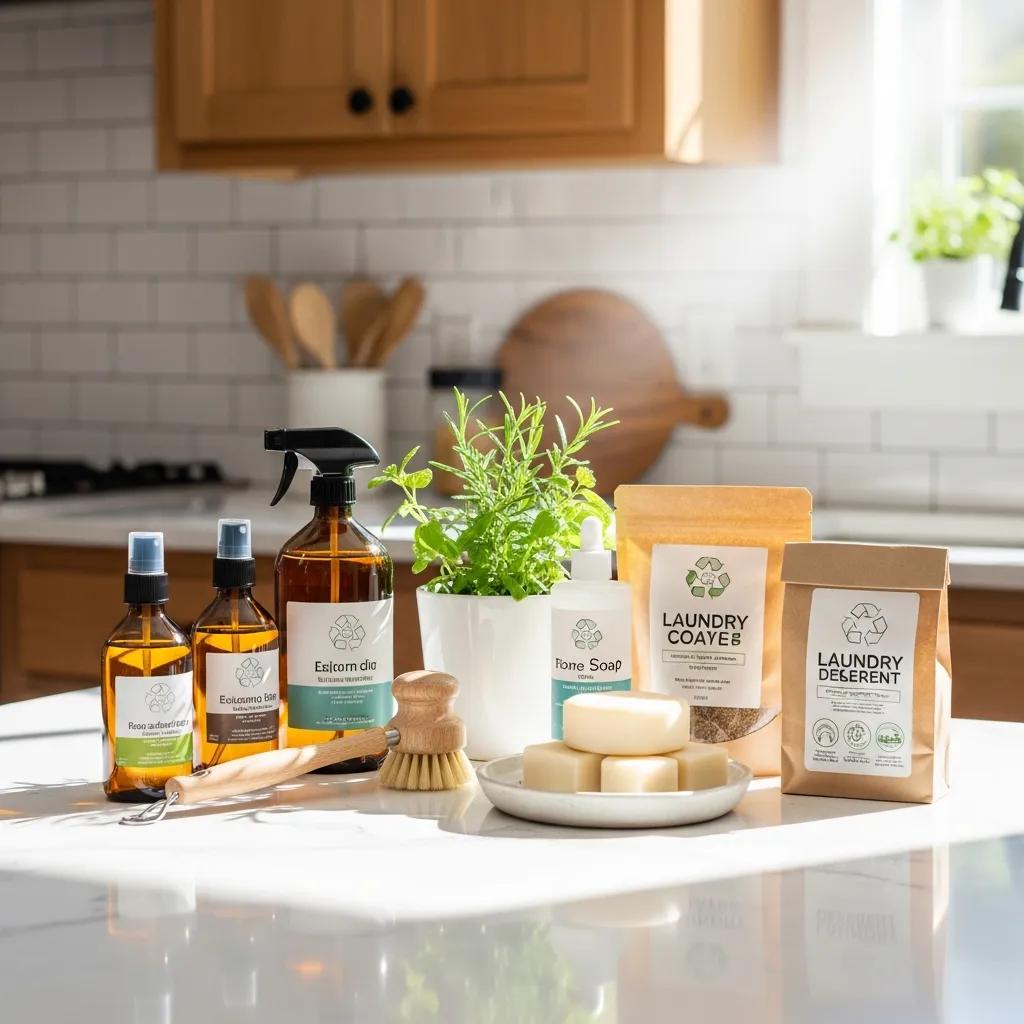 Bottles of eco-friendly cleaning products used by Maid4you during post-construction cleanups