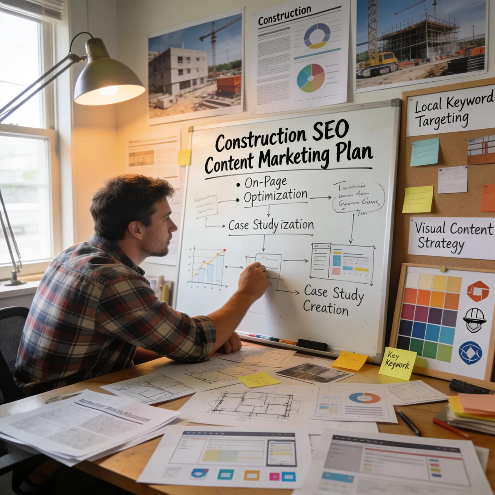 Contractor developing content marketing strategies in a creative office setting