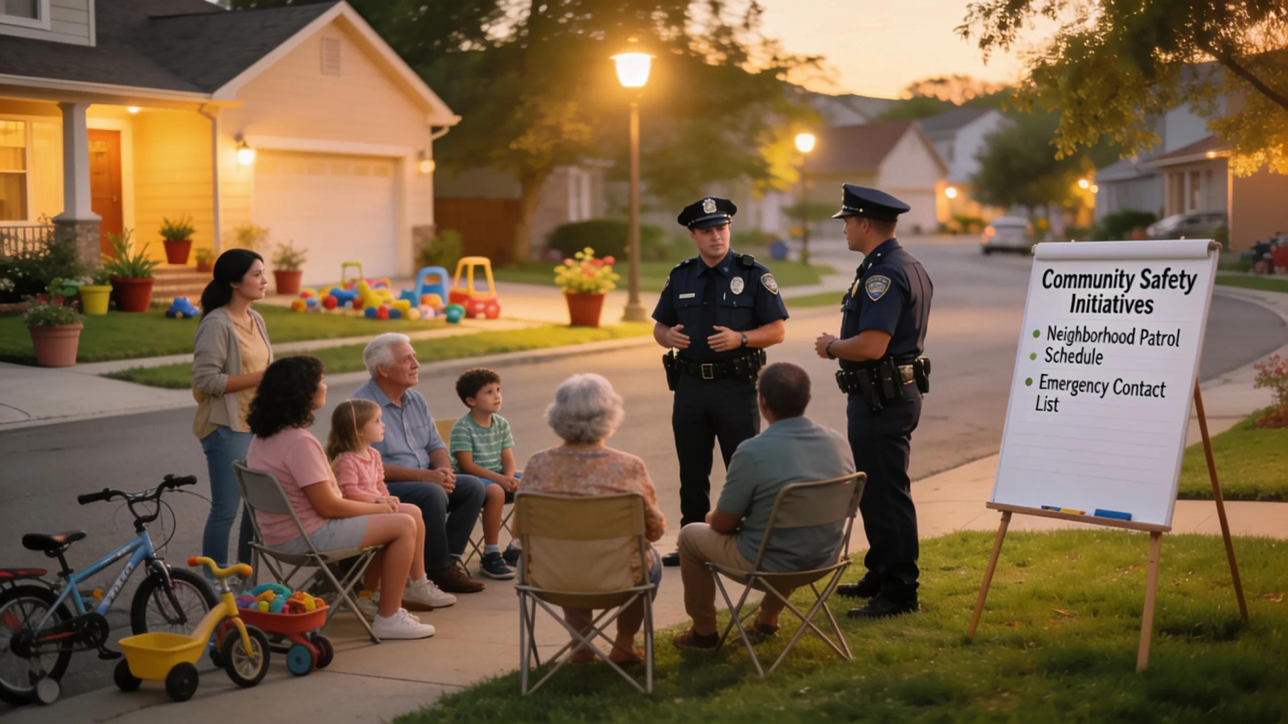 Neighborhood watch meeting — an example of community safety efforts in family-friendly areas