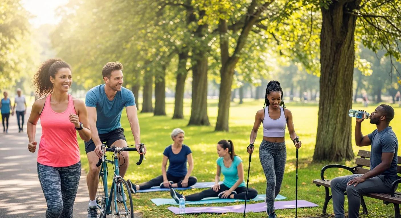 Diverse group of people engaging in healthy activities related to weight loss medications