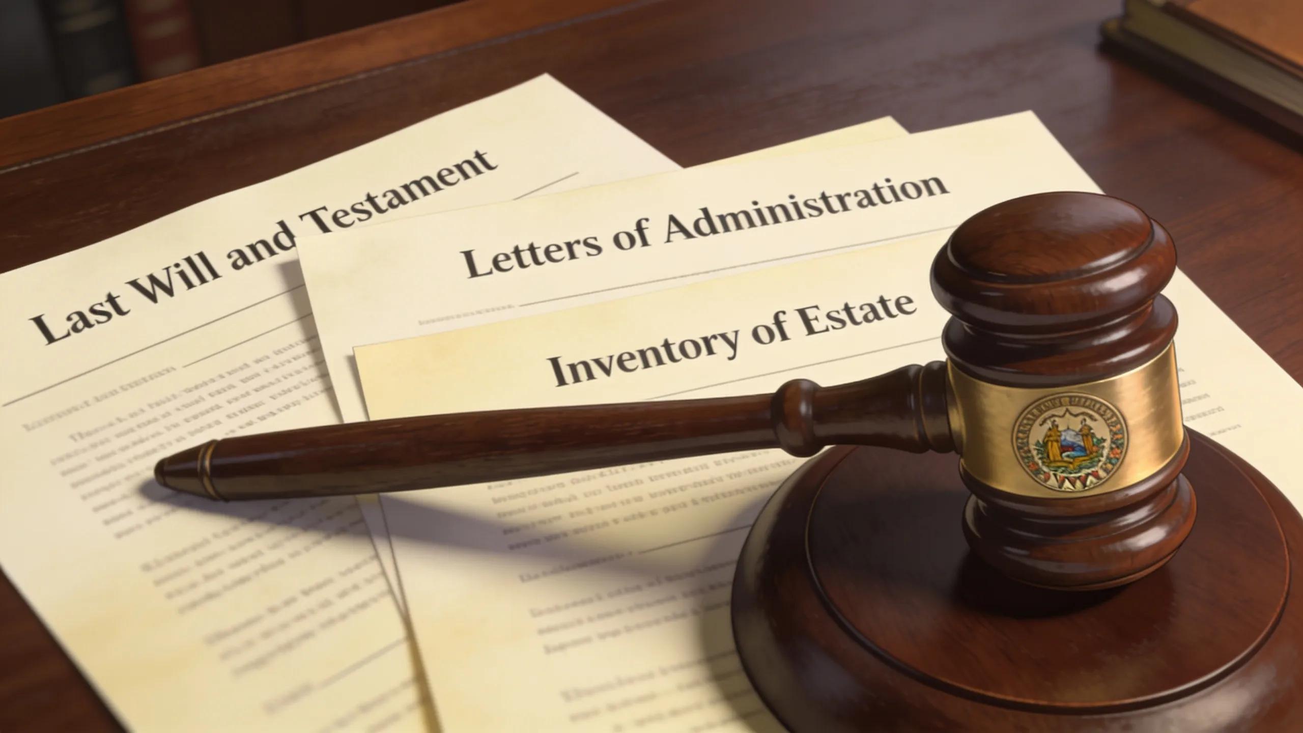 Legal documents and a gavel representing the probate process in West Virginia Legal documents and a gavel representing the probate process in West Virginia