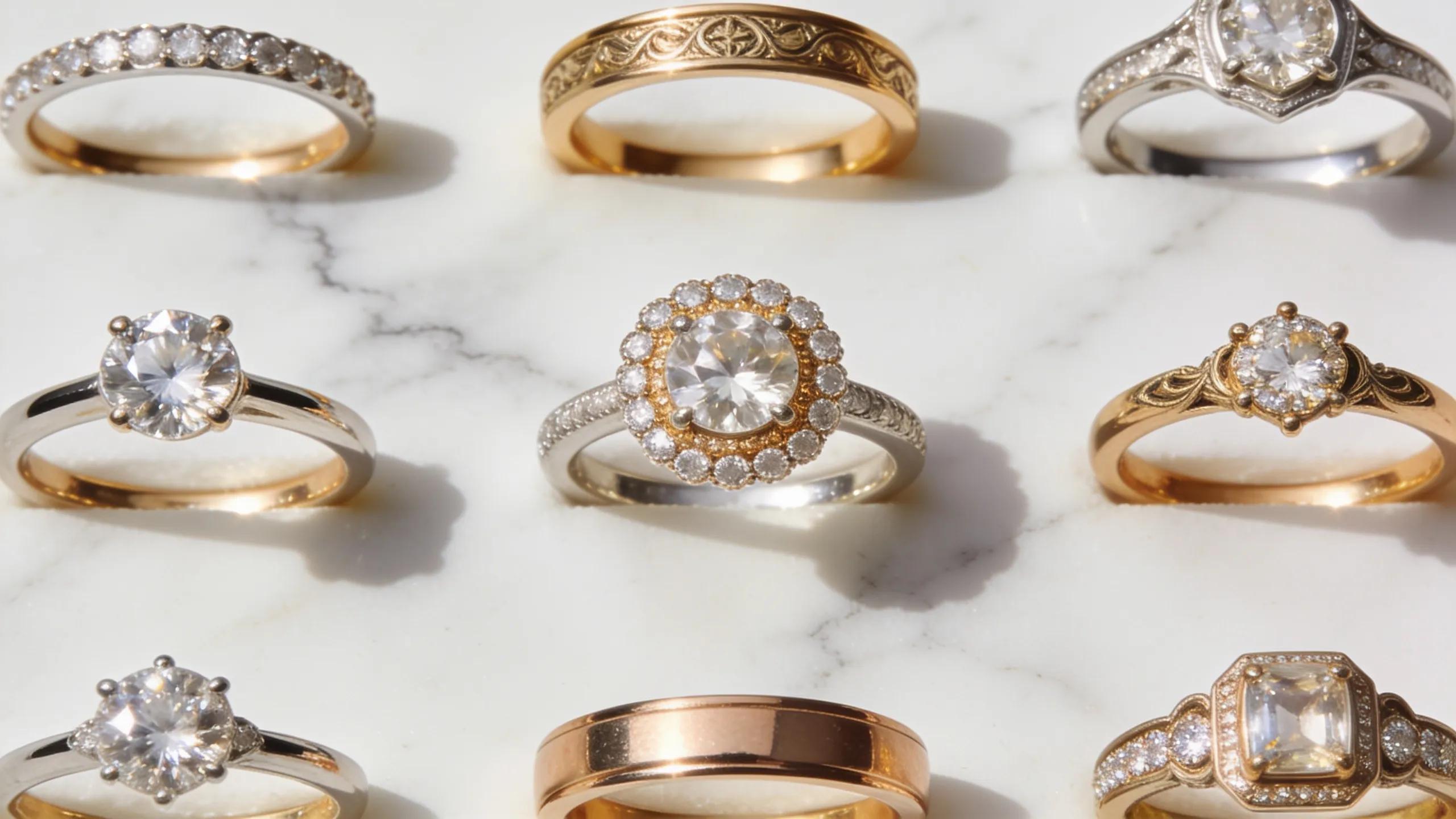 Variety of popular engagement ring styles including solitaire, halo, and vintage designs Variety of popular engagement ring styles including solitaire, halo, and vintage designs