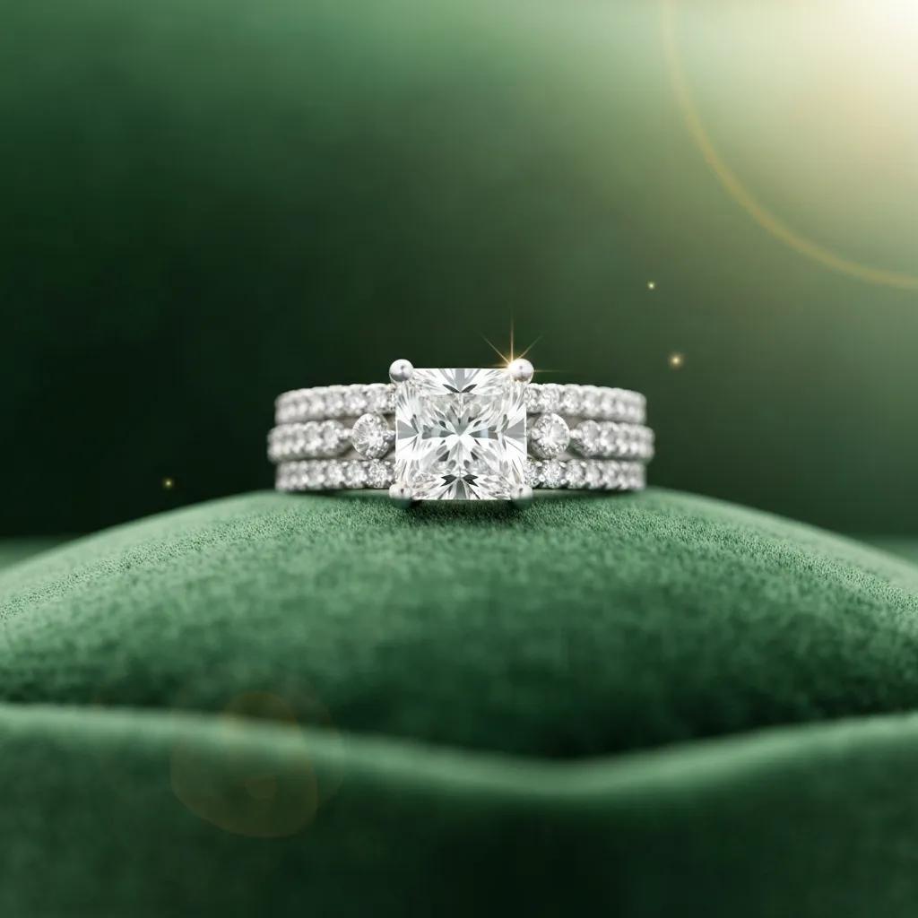 Elegant engagement ring on velvet background, symbolizing love and commitment