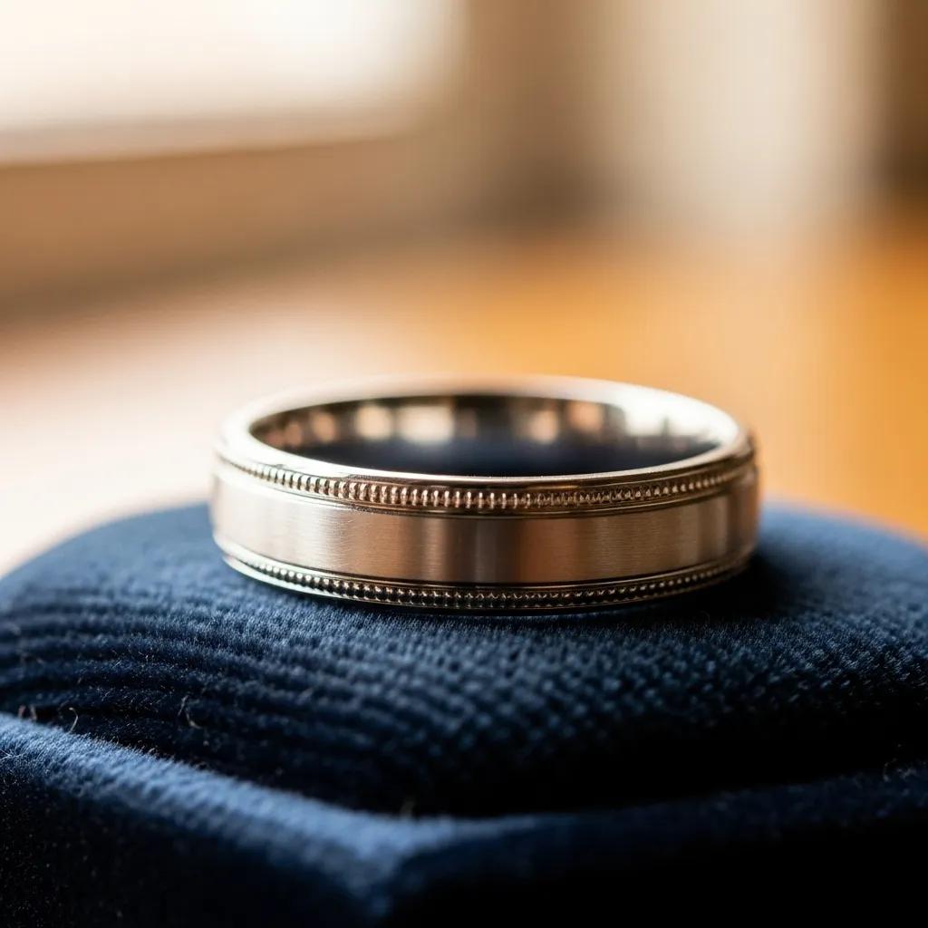 Platinum wedding band with polished finish and fine detailing