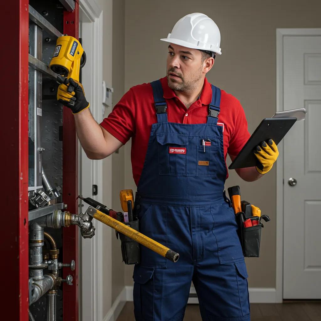 Emergency plumber responding to a call in a residential setting, highlighting urgent plumbing services