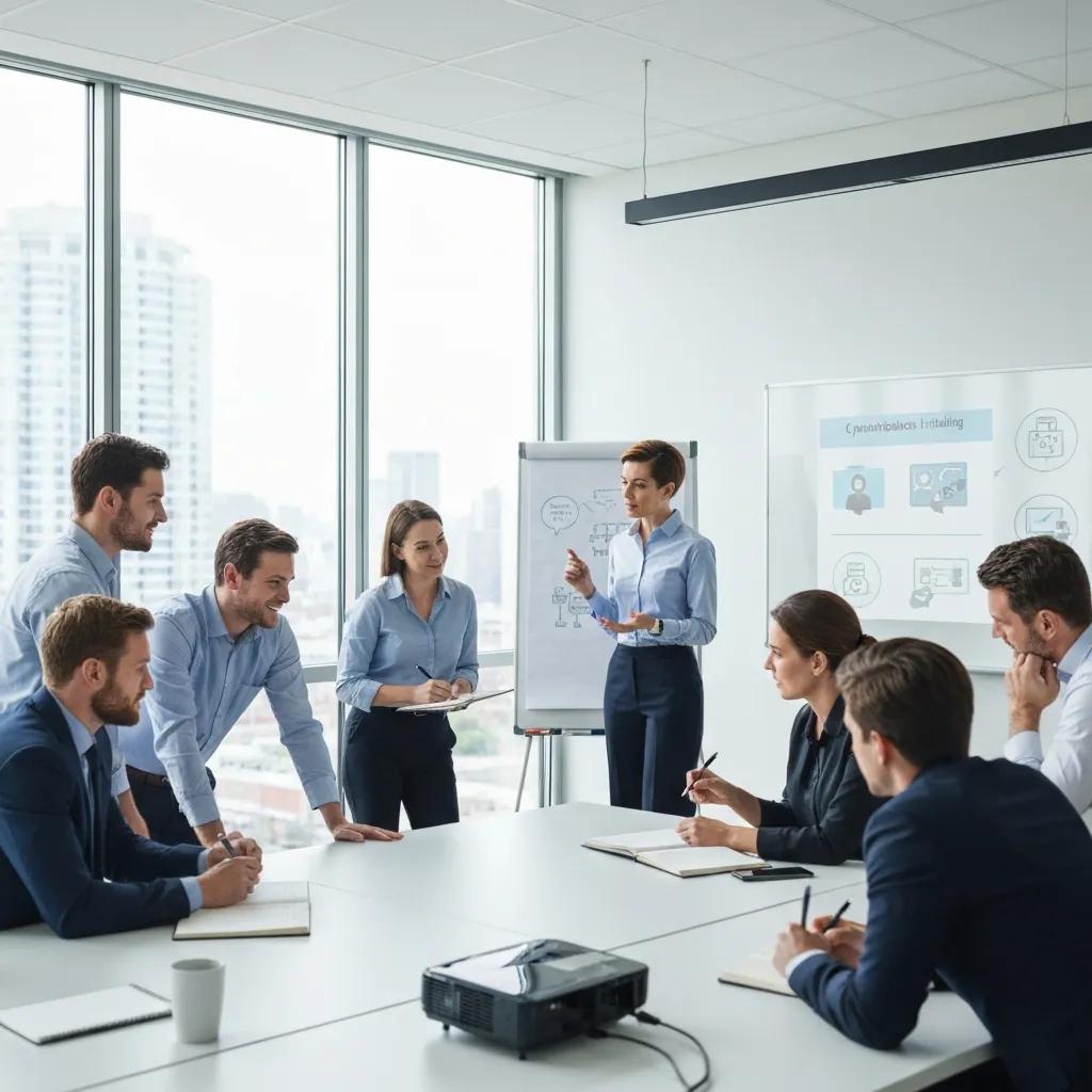Employees taking part in a hands-on cybersecurity training session