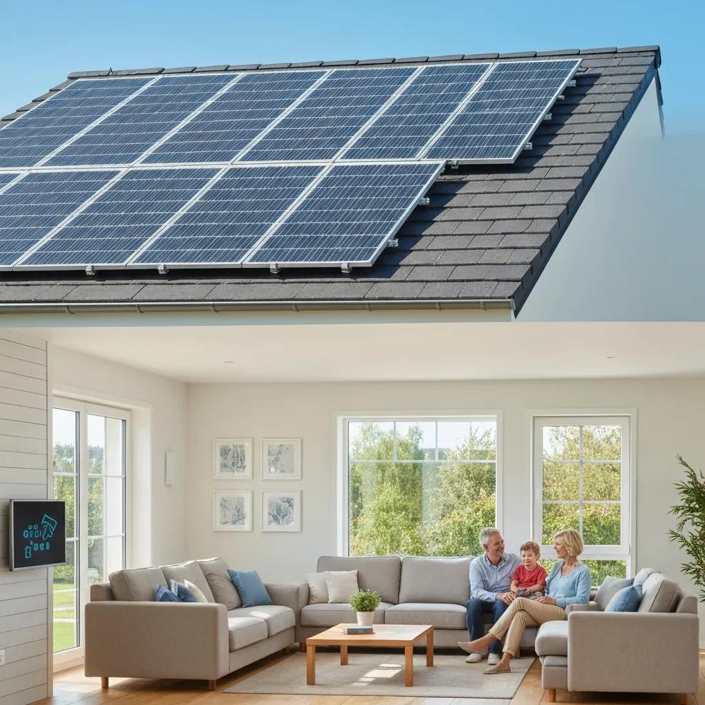 Energy-efficient home with solar panels and modern HVAC—illustrating benefits for new homeowners