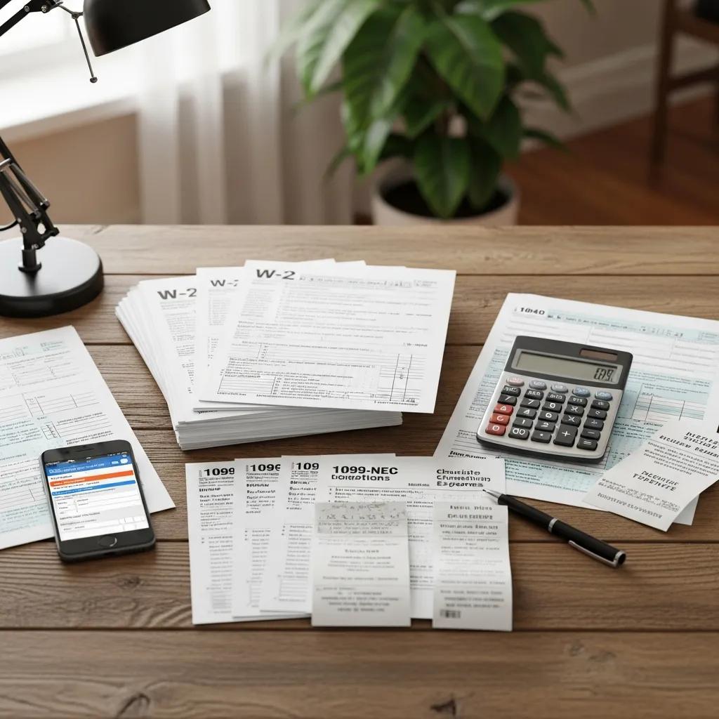 Essential tax documents including T4 and other Canadian tax forms for preparation