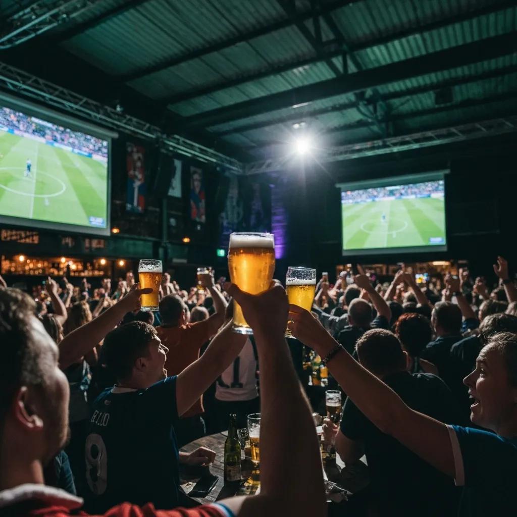 Fans soaking up the match day atmosphere at Last Man Standing Brewery with big screens and buzzy conversation