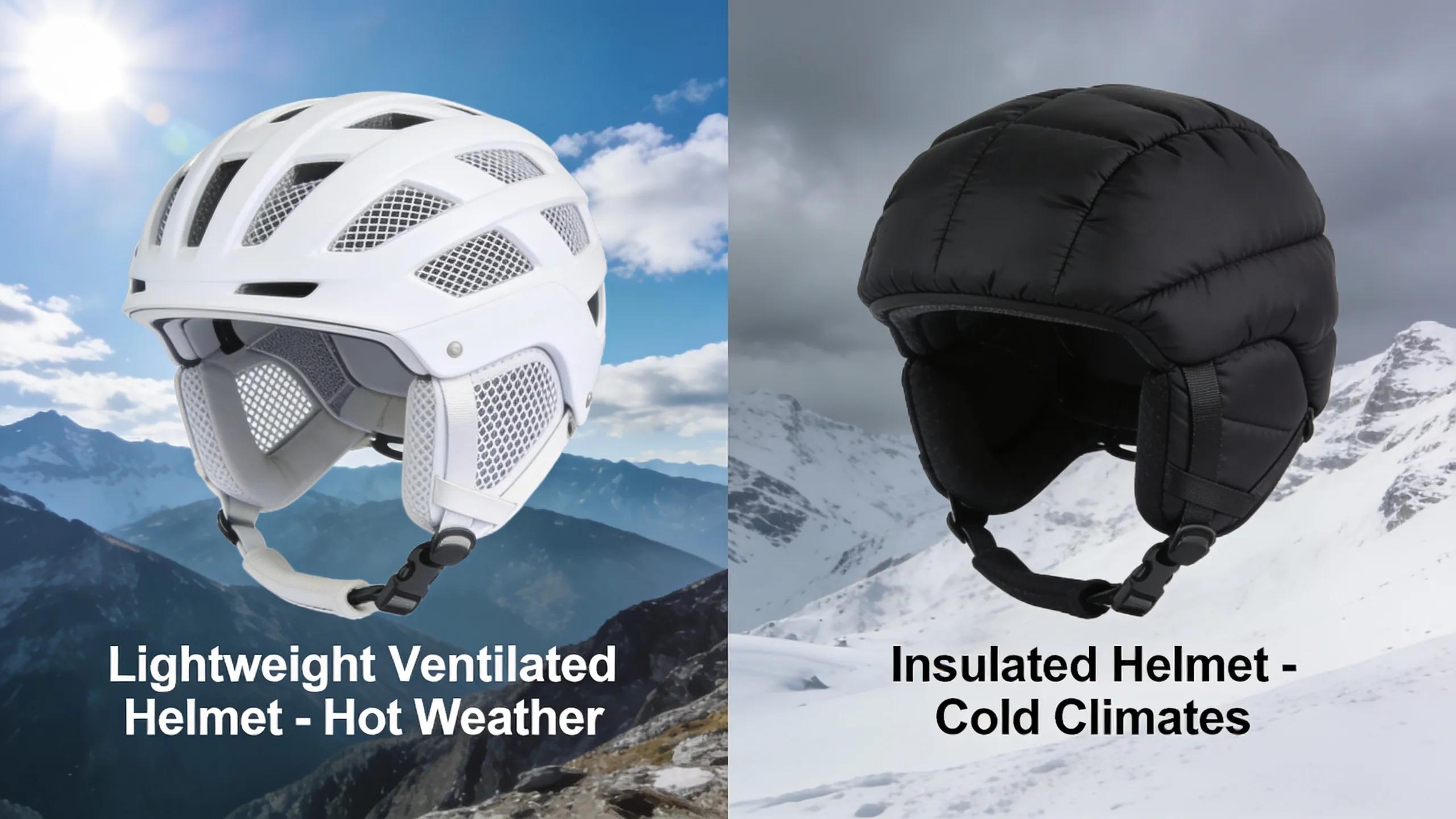 Variety of paragliding helmets designed for different weather conditions