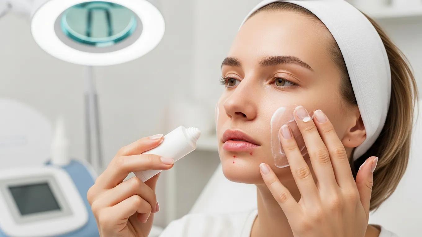 Person applying moisturizer after electrolysis