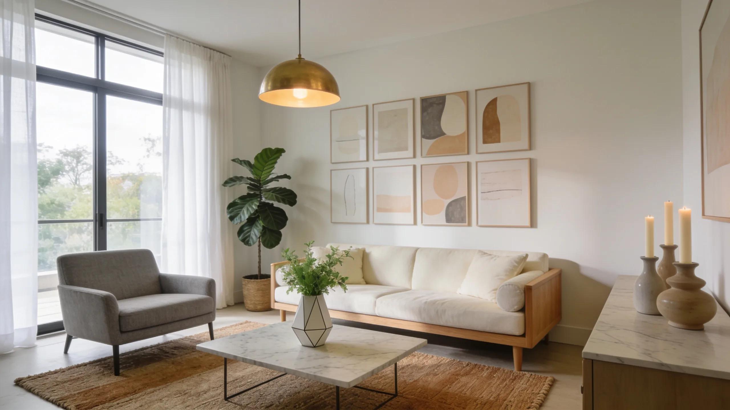A well-staged living room highlighting modern home design elements to attract potential buyers