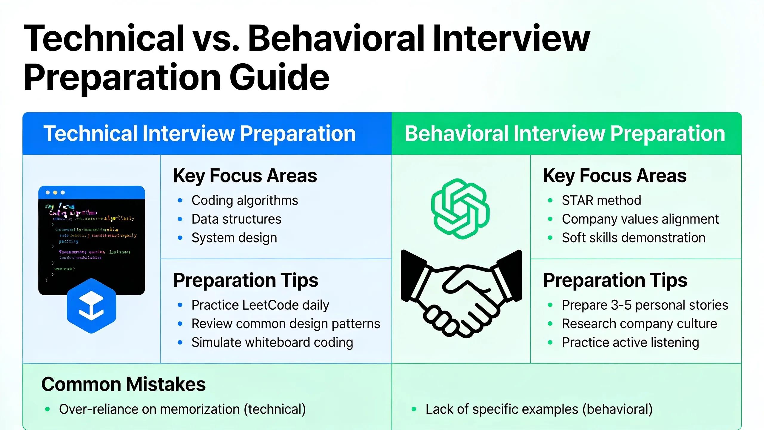 Mastering both technical interview and behavioral interview formats requires distinct preparation strategies. For technical