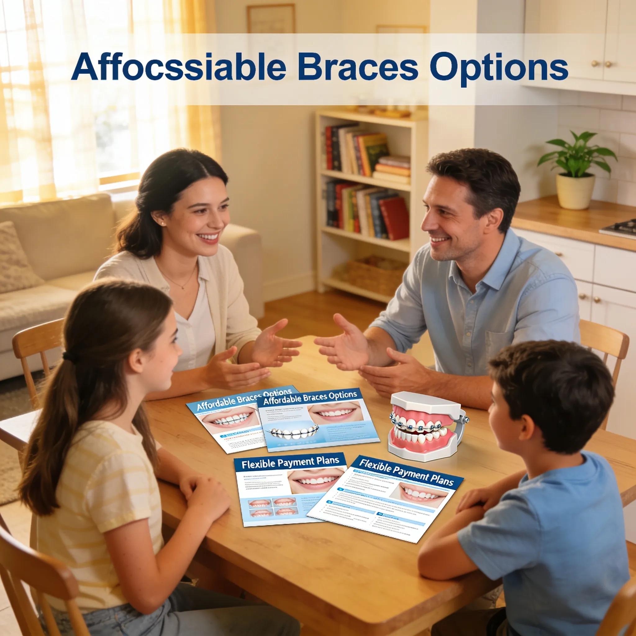 Family discussing orthodontic care options in a warm, inviting home environment