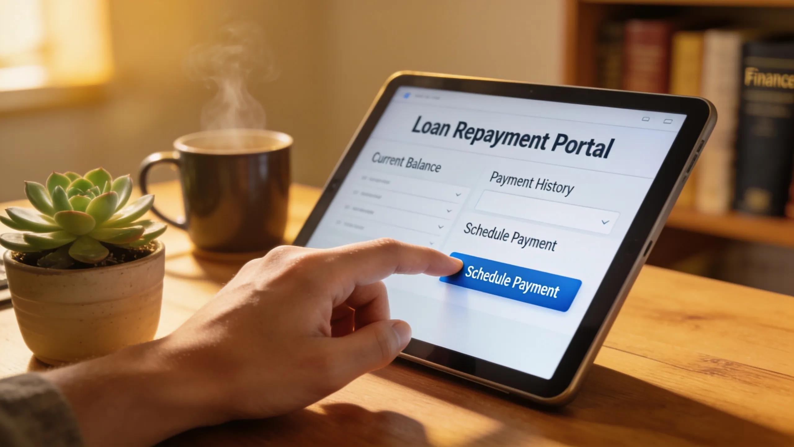 Close-up of an online customer portal for payday loans, highlighting user-friendly repayment options Close-up of an online customer portal for payday loans, highlighting user-friendly repayment options