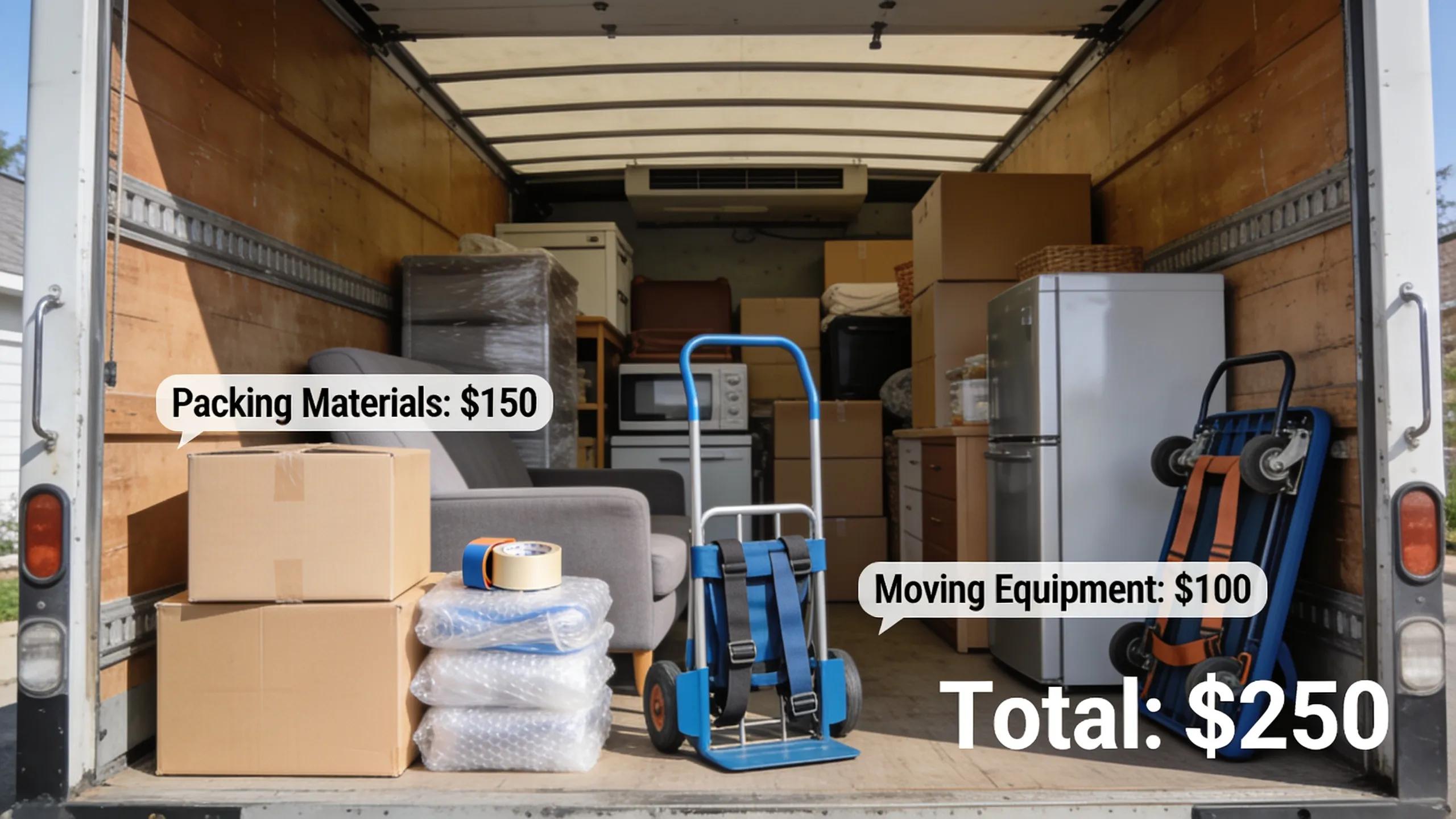Moving truck loaded with household goods illustrating key cost components of relocation to Hawaii